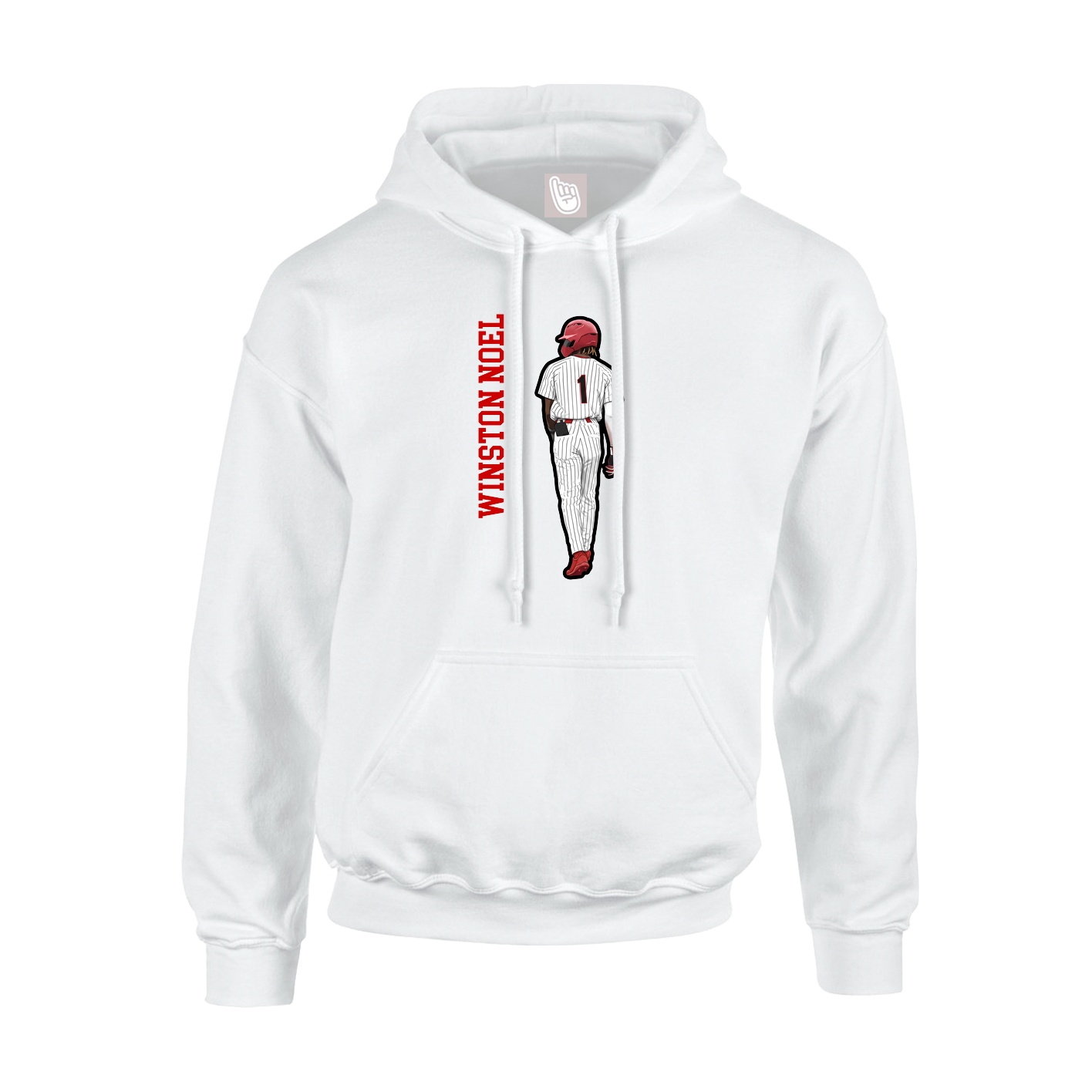 Youth Hoodie — Name Vertical in White