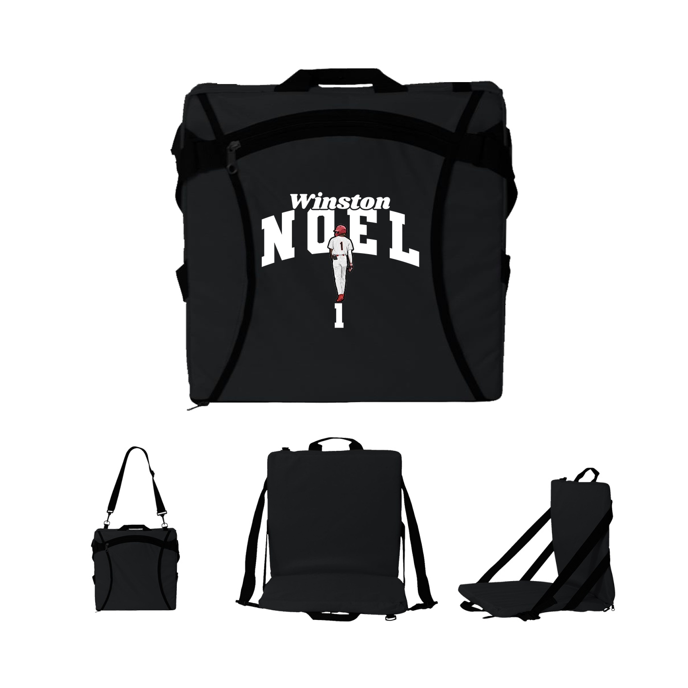 Folding Stadium Seat — Signature Arch in Black