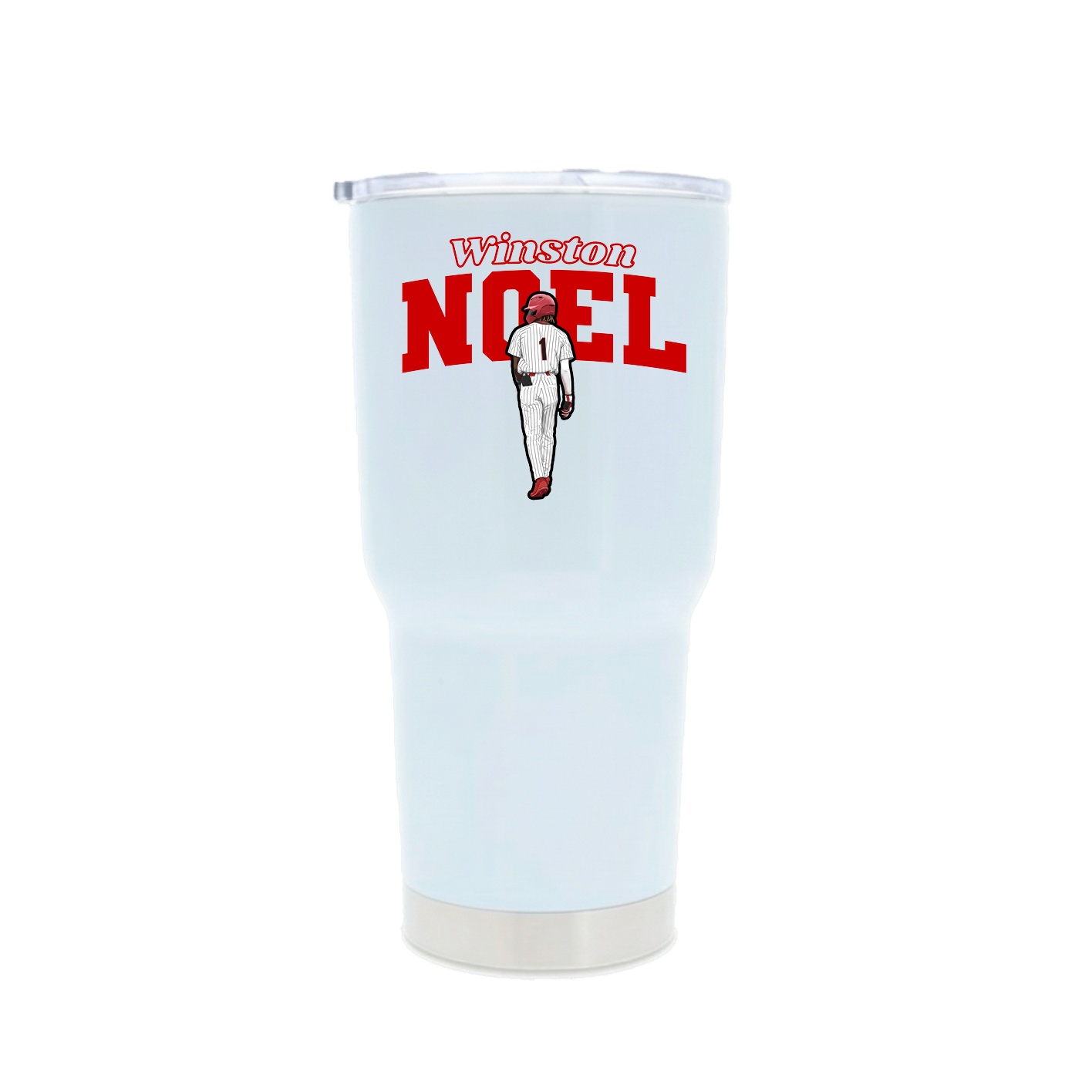 30oz Stainless Steel Tumbler — Name Arch in White