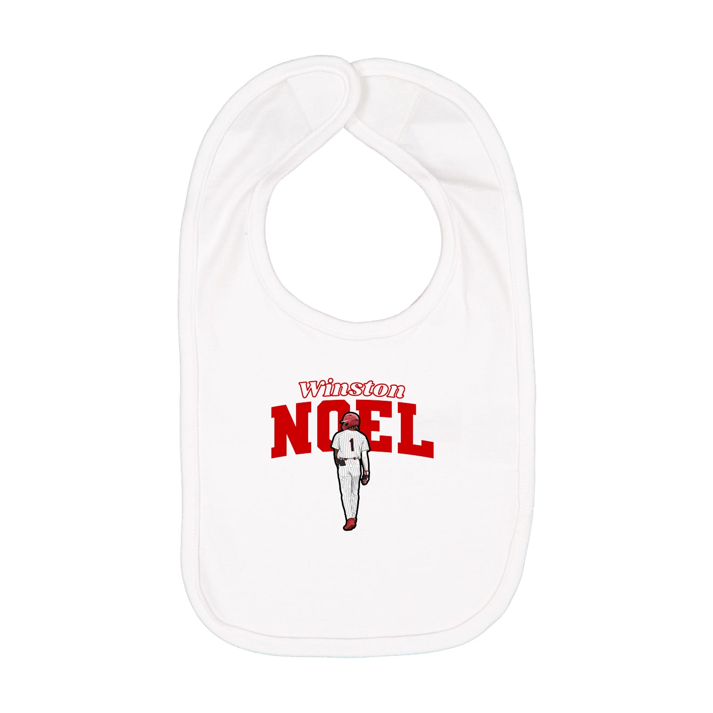 Infant Bib — Name Arch in White