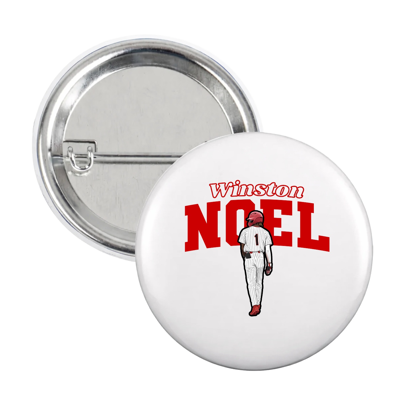 Game Day Button — Name Arch in White