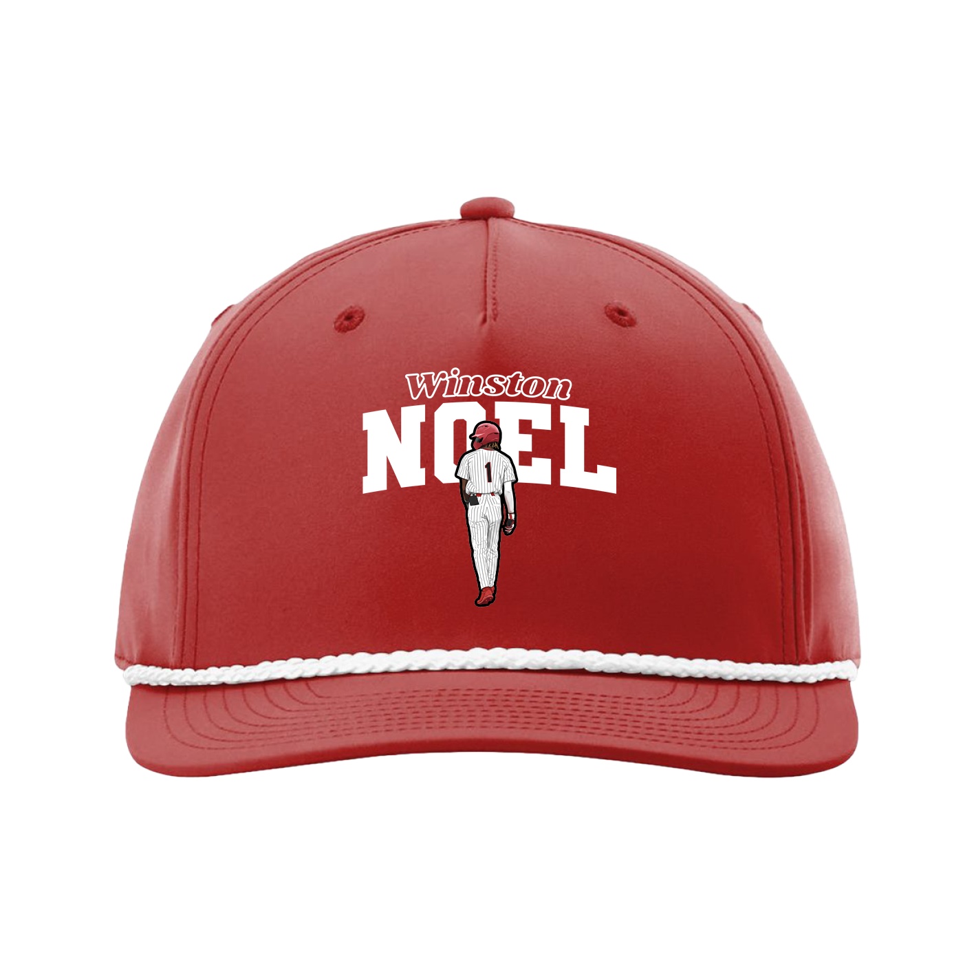 Five-Panel Classic Rope Cap — Name Arch in Red