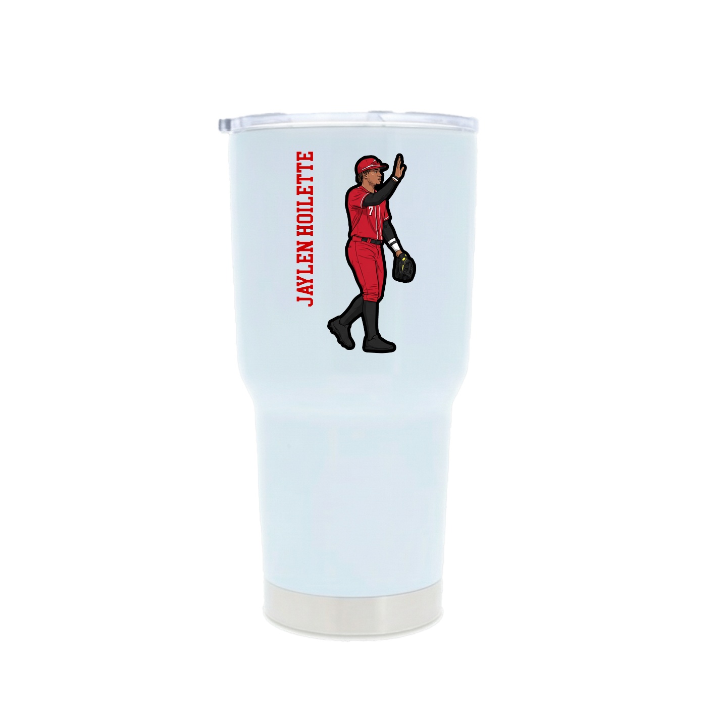 30oz Stainless Steel Tumbler — Name Vertical in White