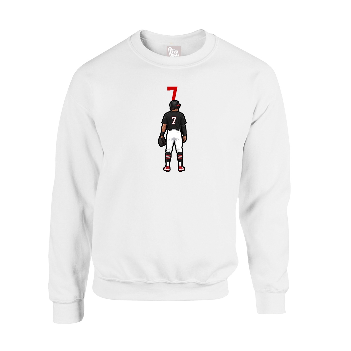 Fleece Crew — Number Top in White