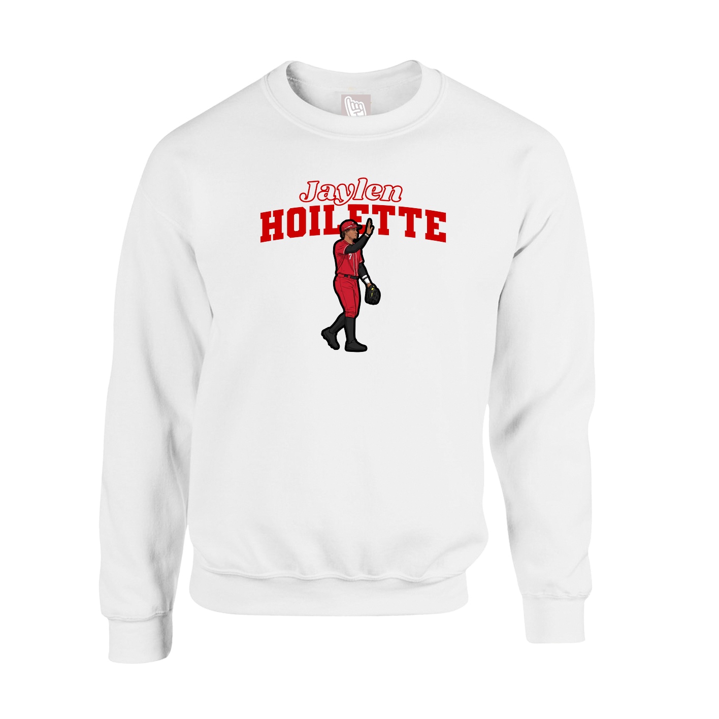 Fleece Crew — Name Arch in White