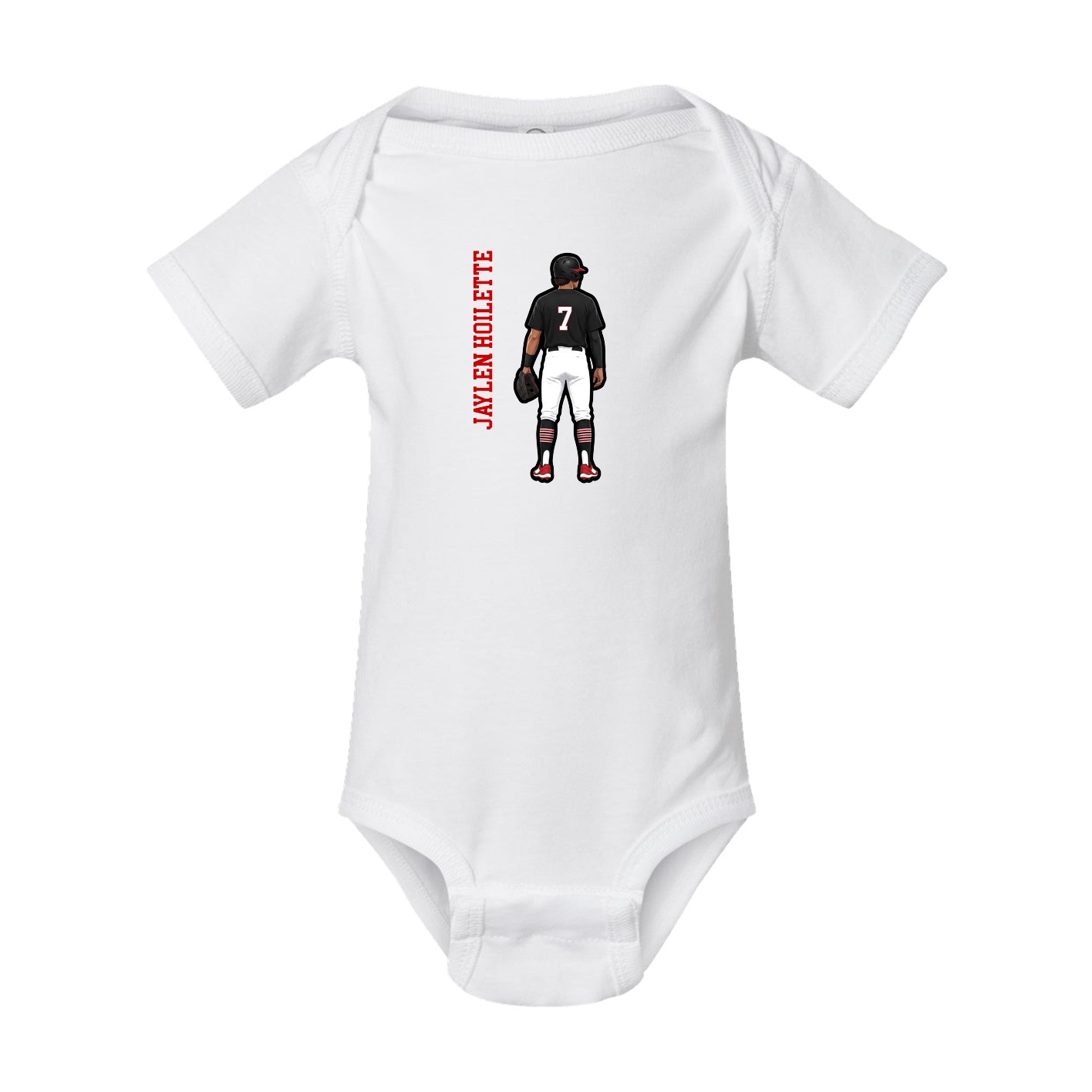 Baby Onesie — Name Vertical in White
