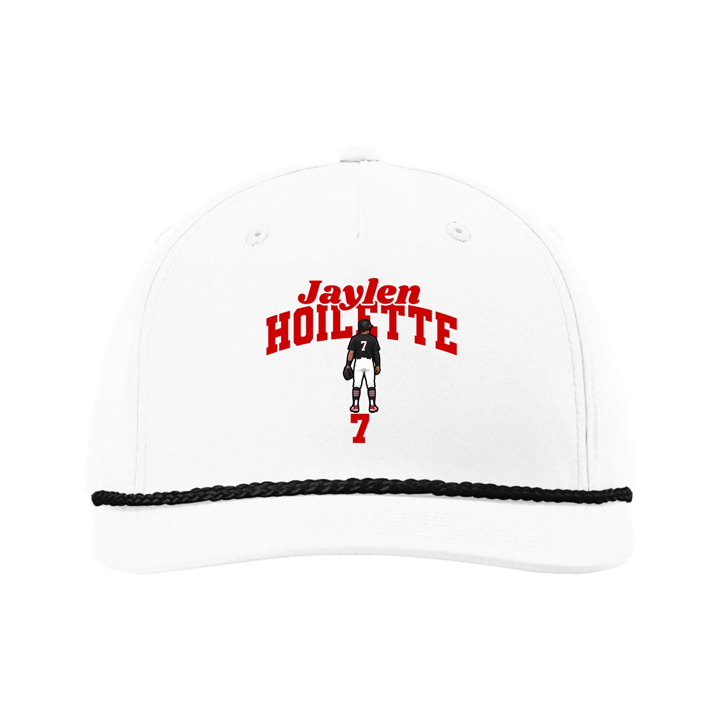 Five-Panel Classic Rope Cap — Signature Arch in White