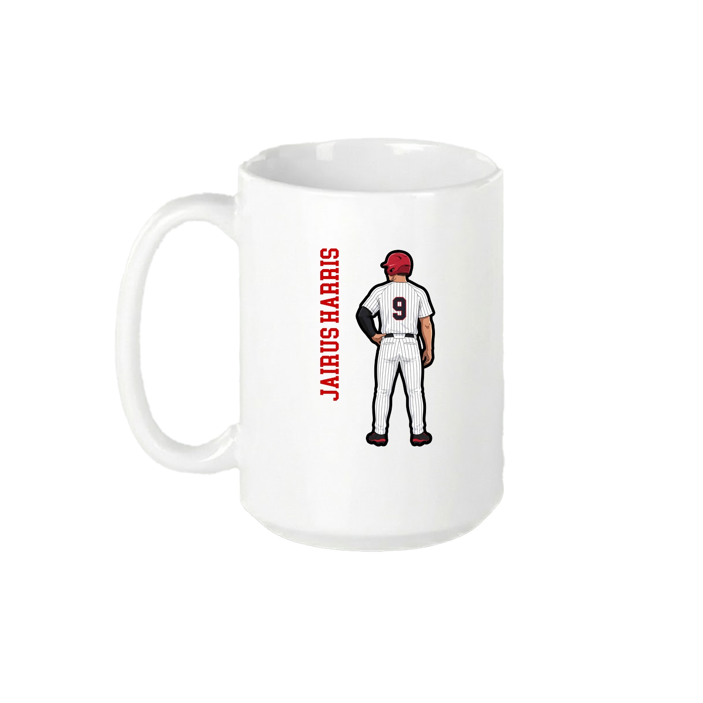 15oz Coffee Mug — Name Vertical in White