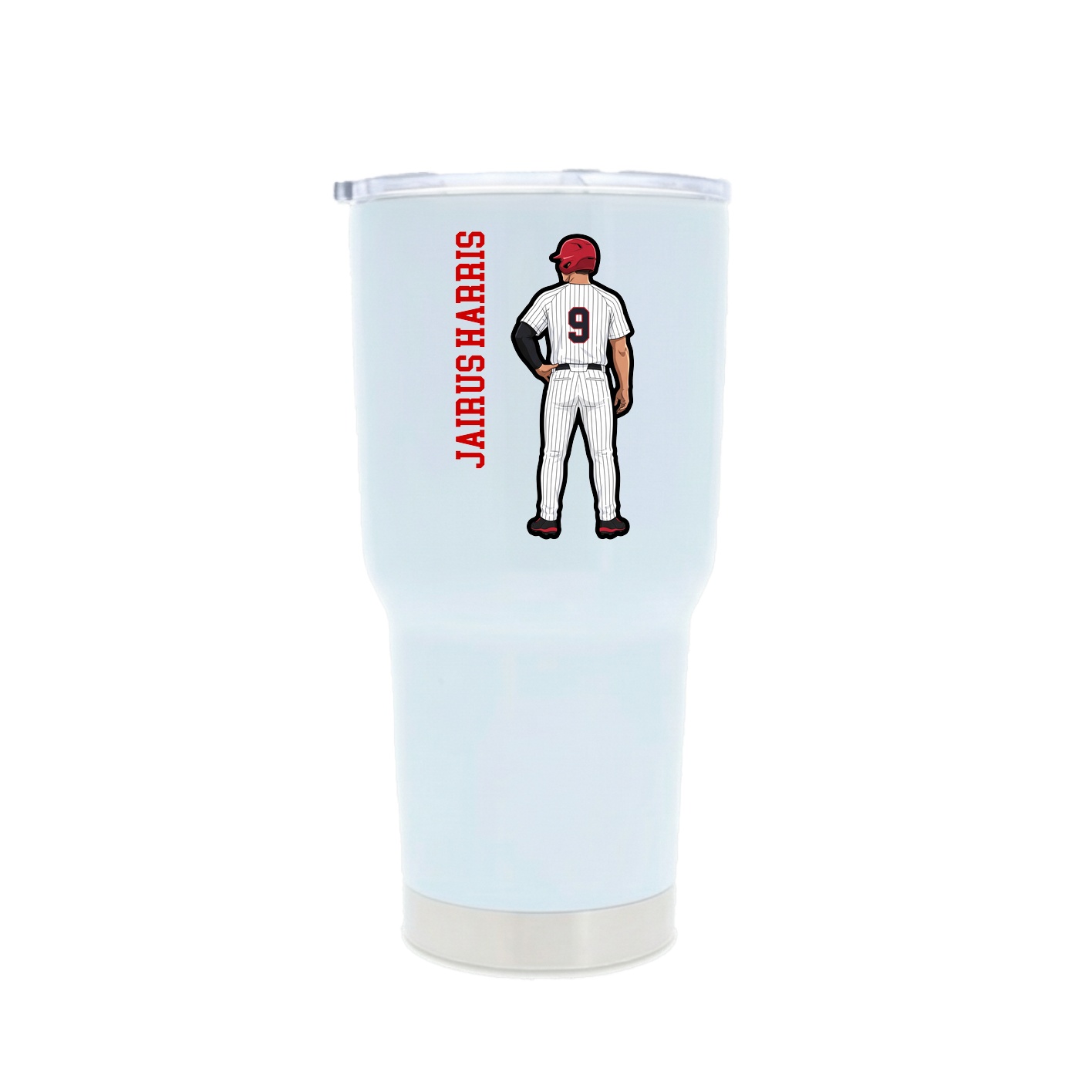 30oz Stainless Steel Tumbler — Name Vertical in White