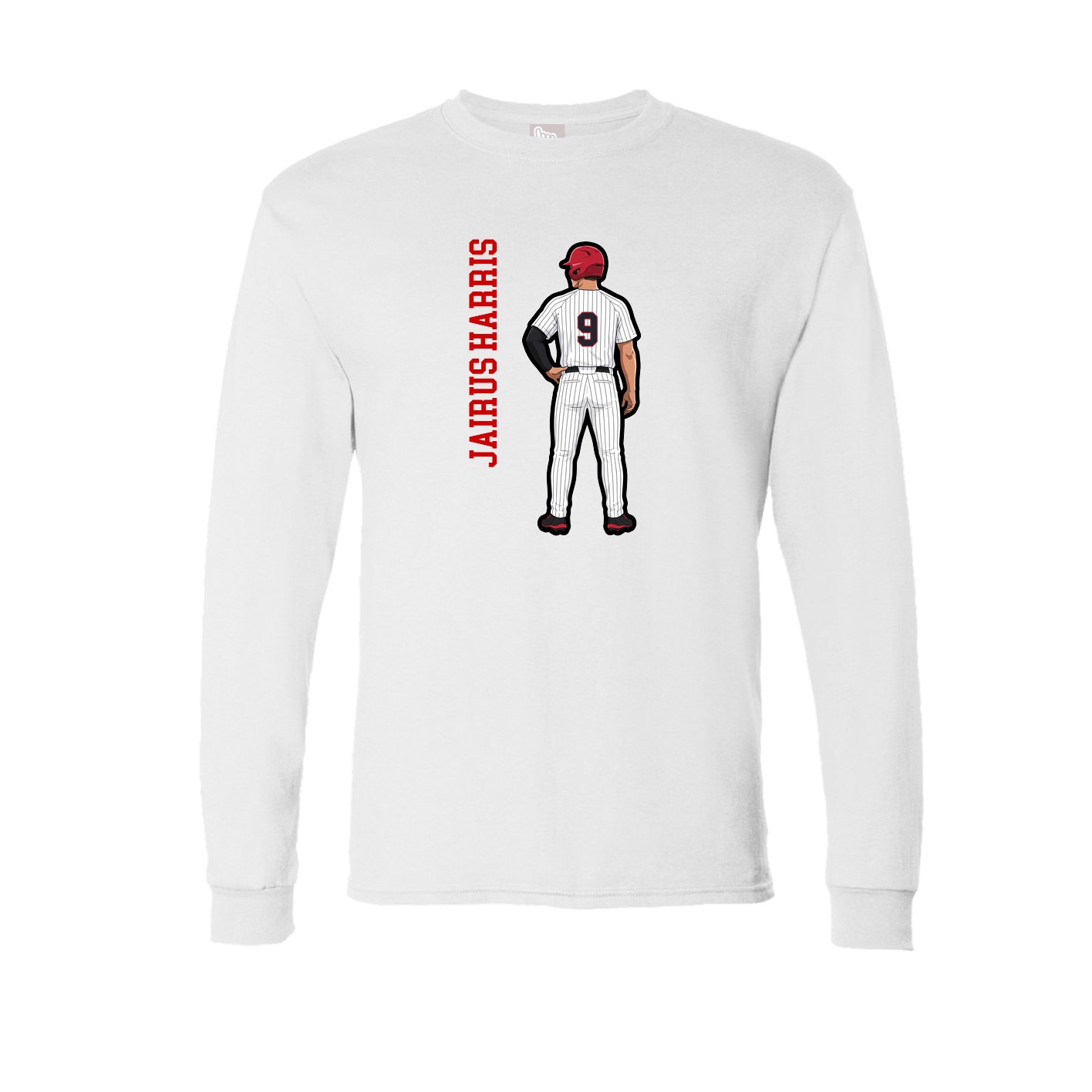 Long Sleeve Tee — Name Vertical in White