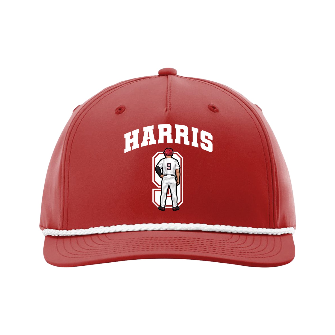 Five-Panel Classic Rope Cap — Number in Red