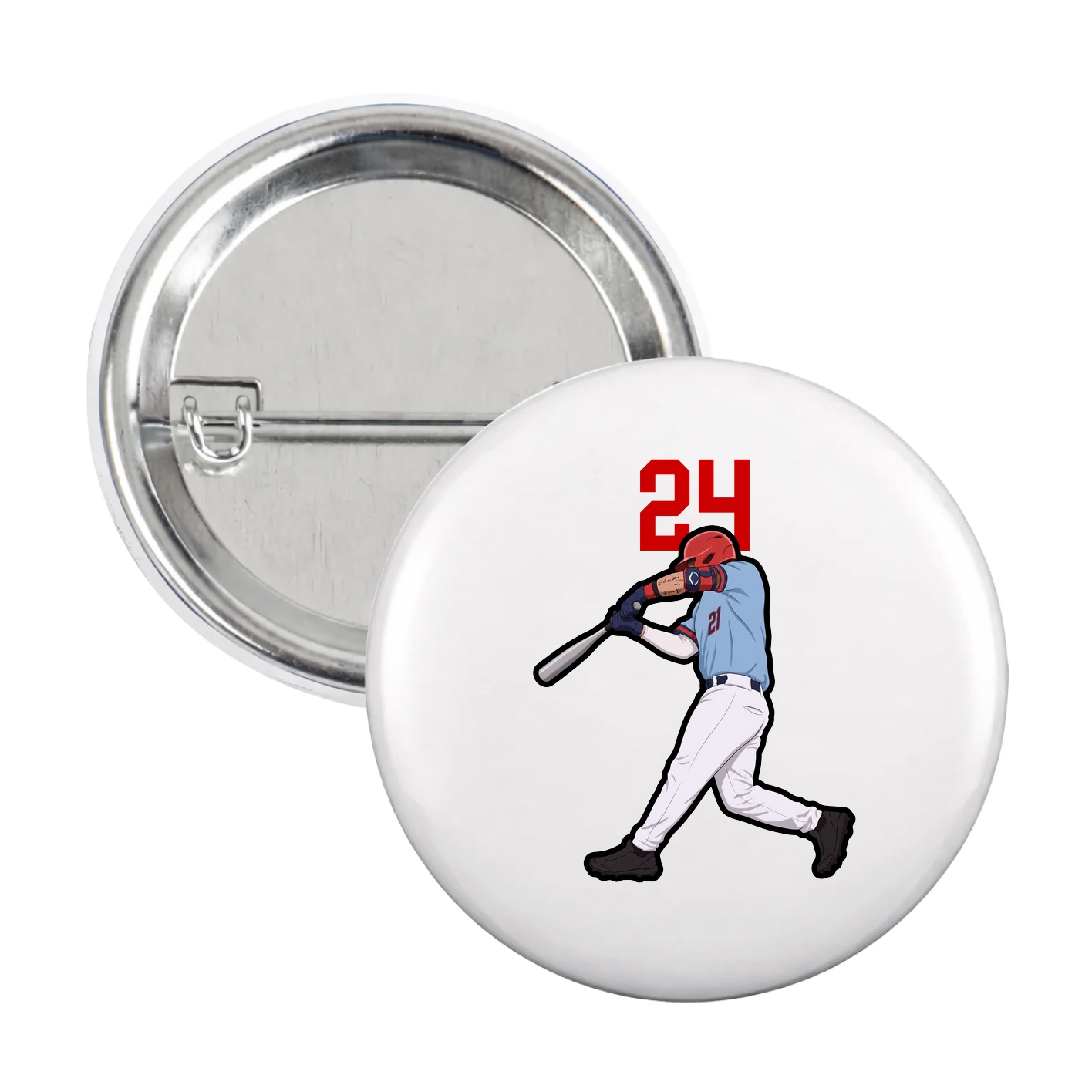Game Day Button — Number Top in White