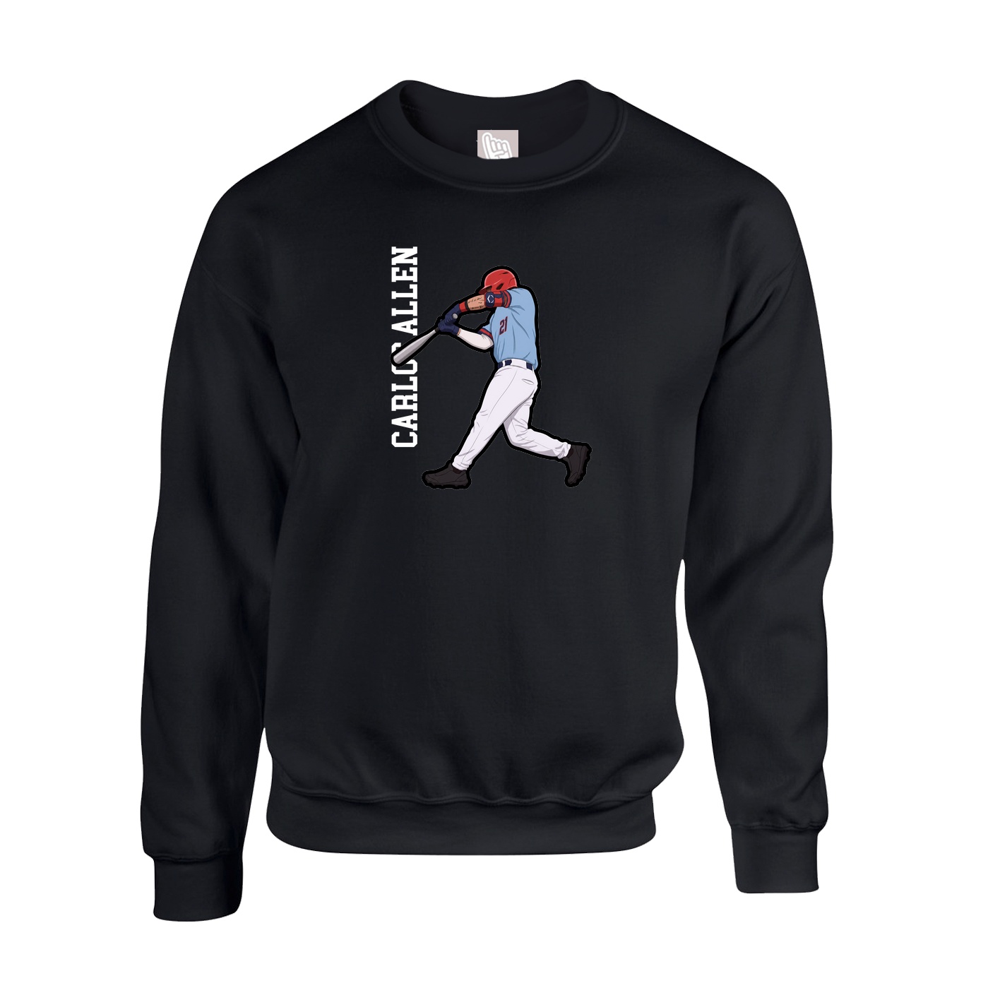 Fleece Crew — Name Vertical in Black