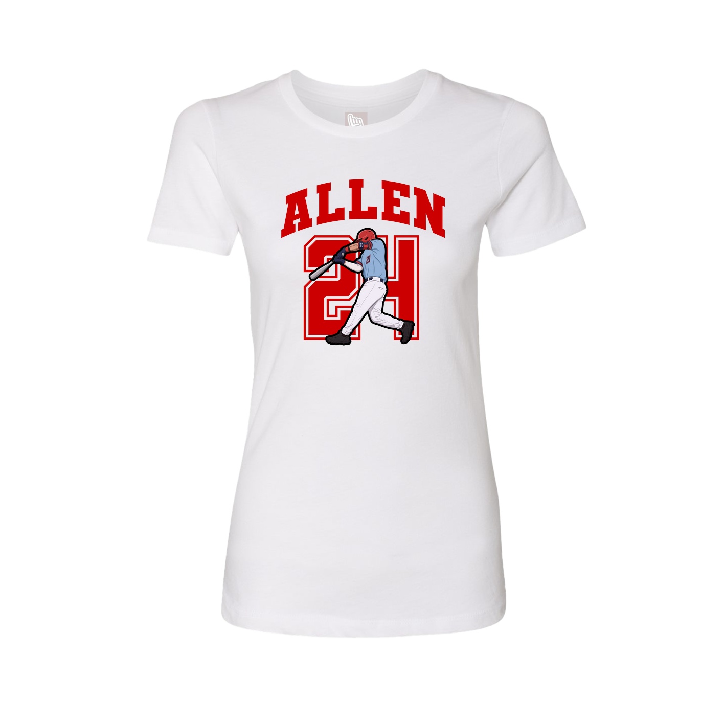 Fitted Women's Tee — Number in White