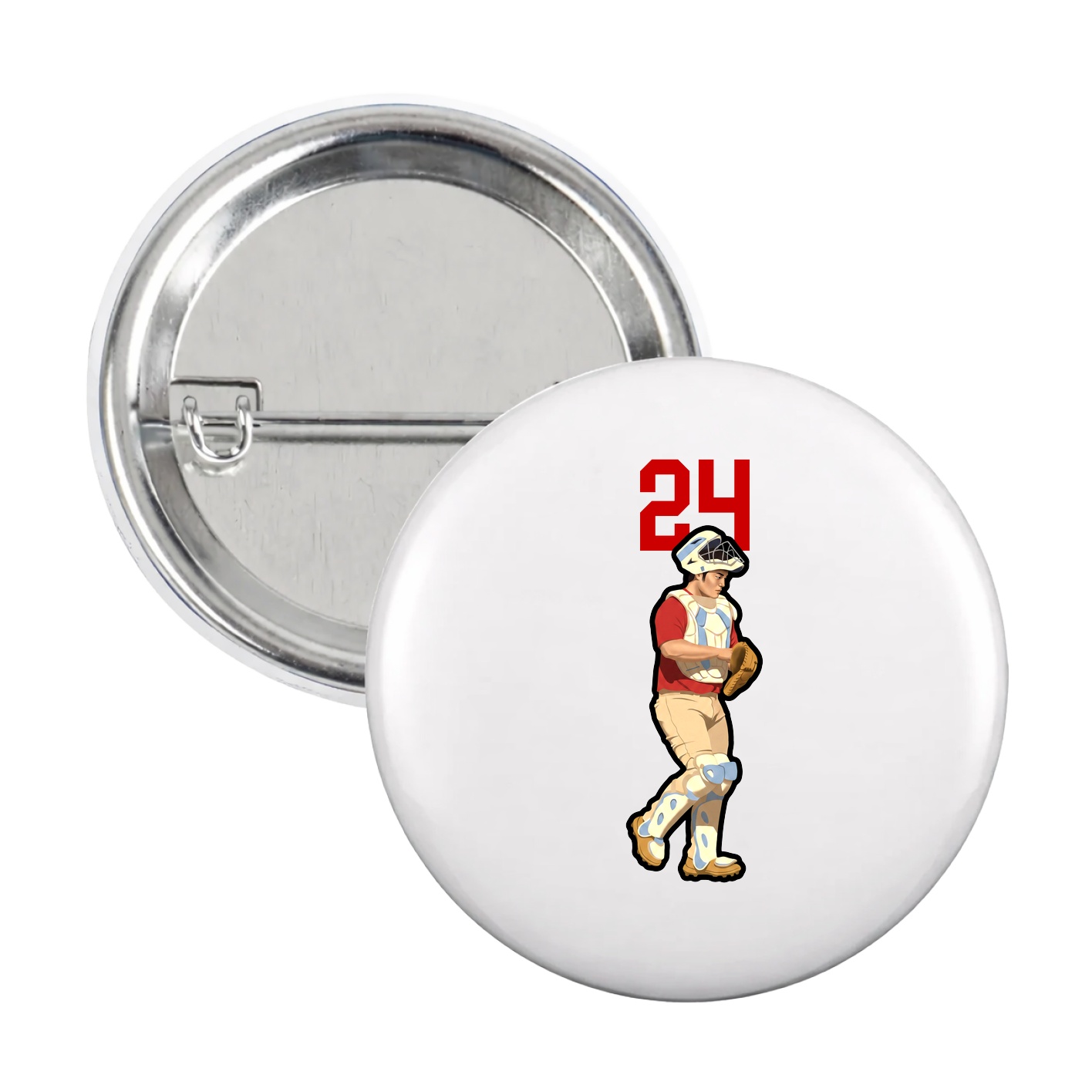 Game Day Button — Number Top in White