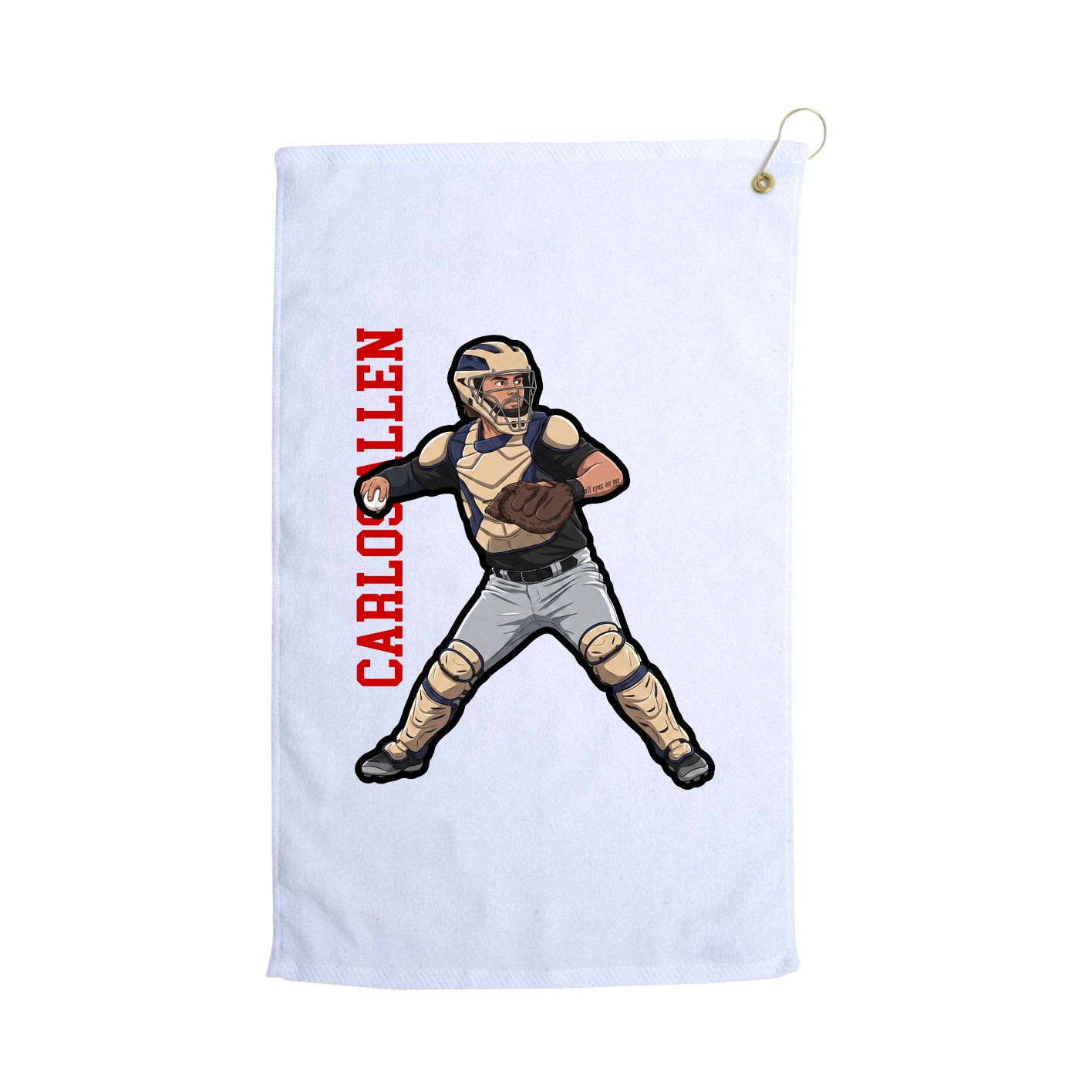 Golf Towel — Name Vertical in White