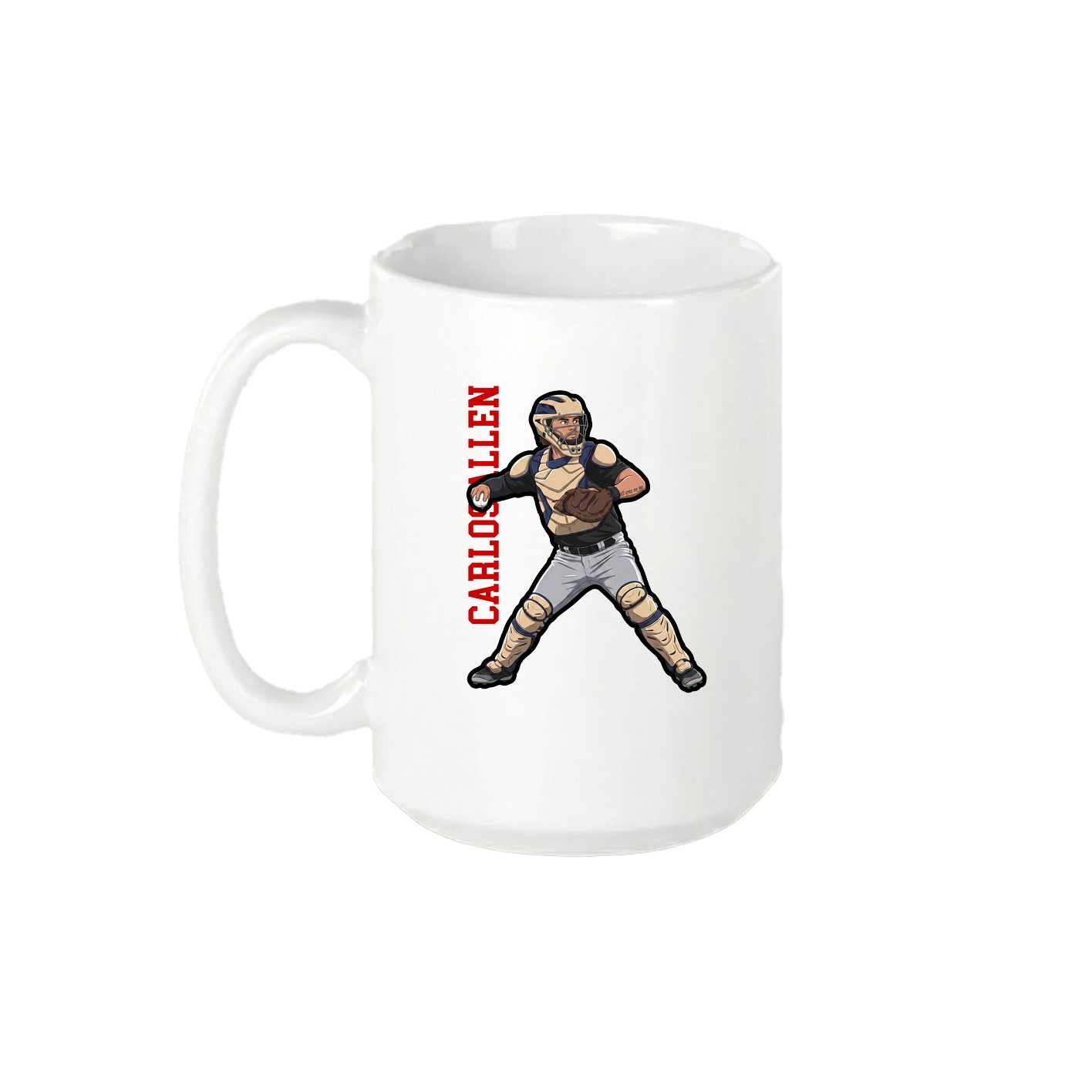 15oz Coffee Mug — Name Vertical in White