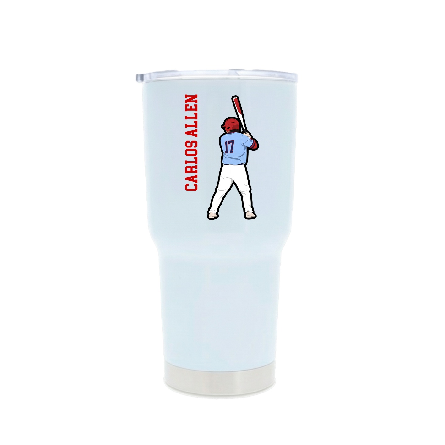 30oz Stainless Steel Tumbler — Name Vertical in White