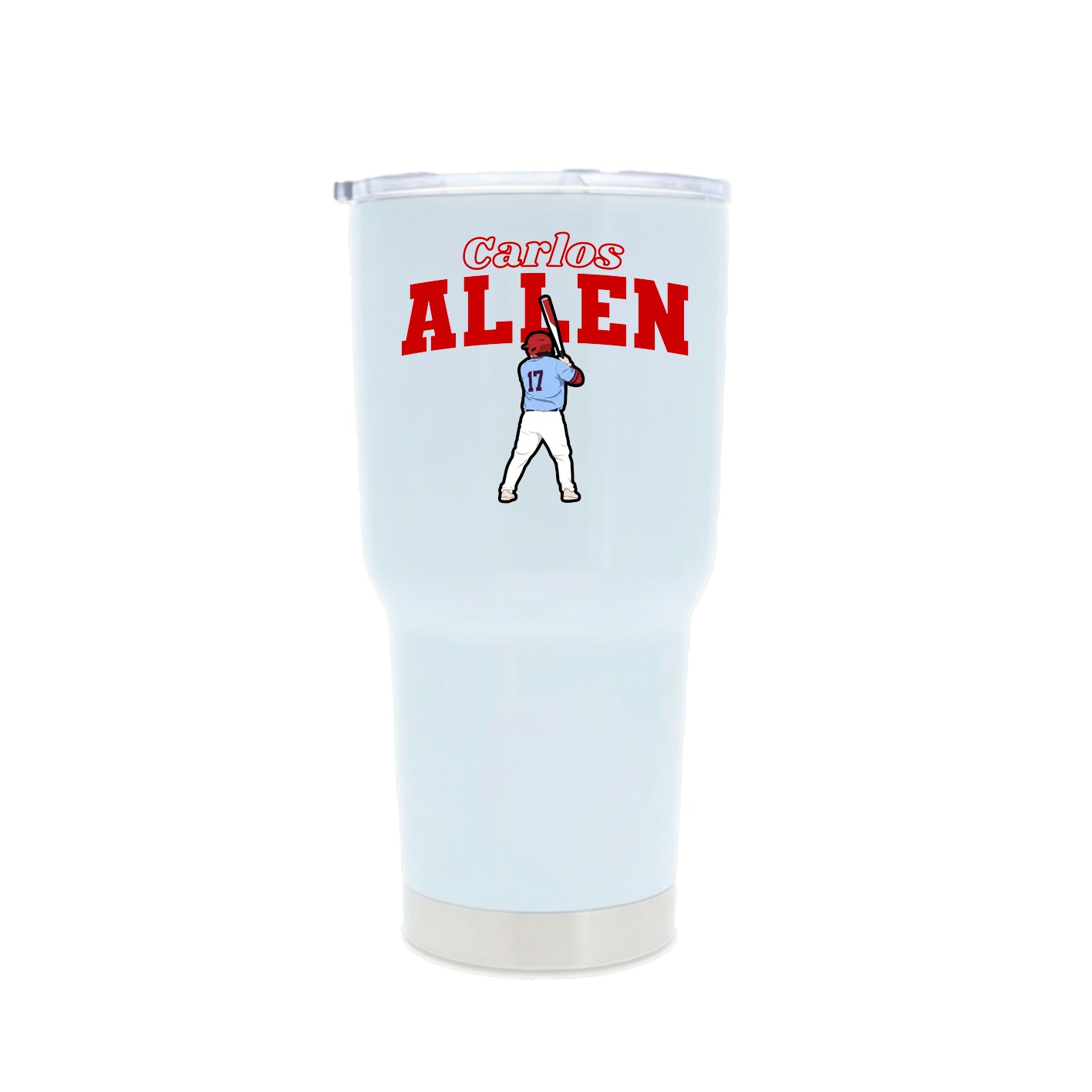 30oz Stainless Steel Tumbler — Name Arch in White