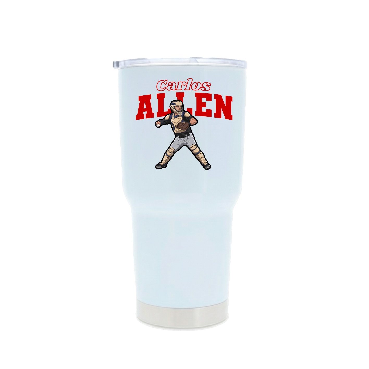 30oz Stainless Steel Tumbler — Name Arch in White
