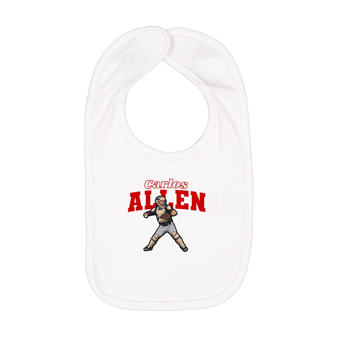 Infant Bib — Name Arch in White