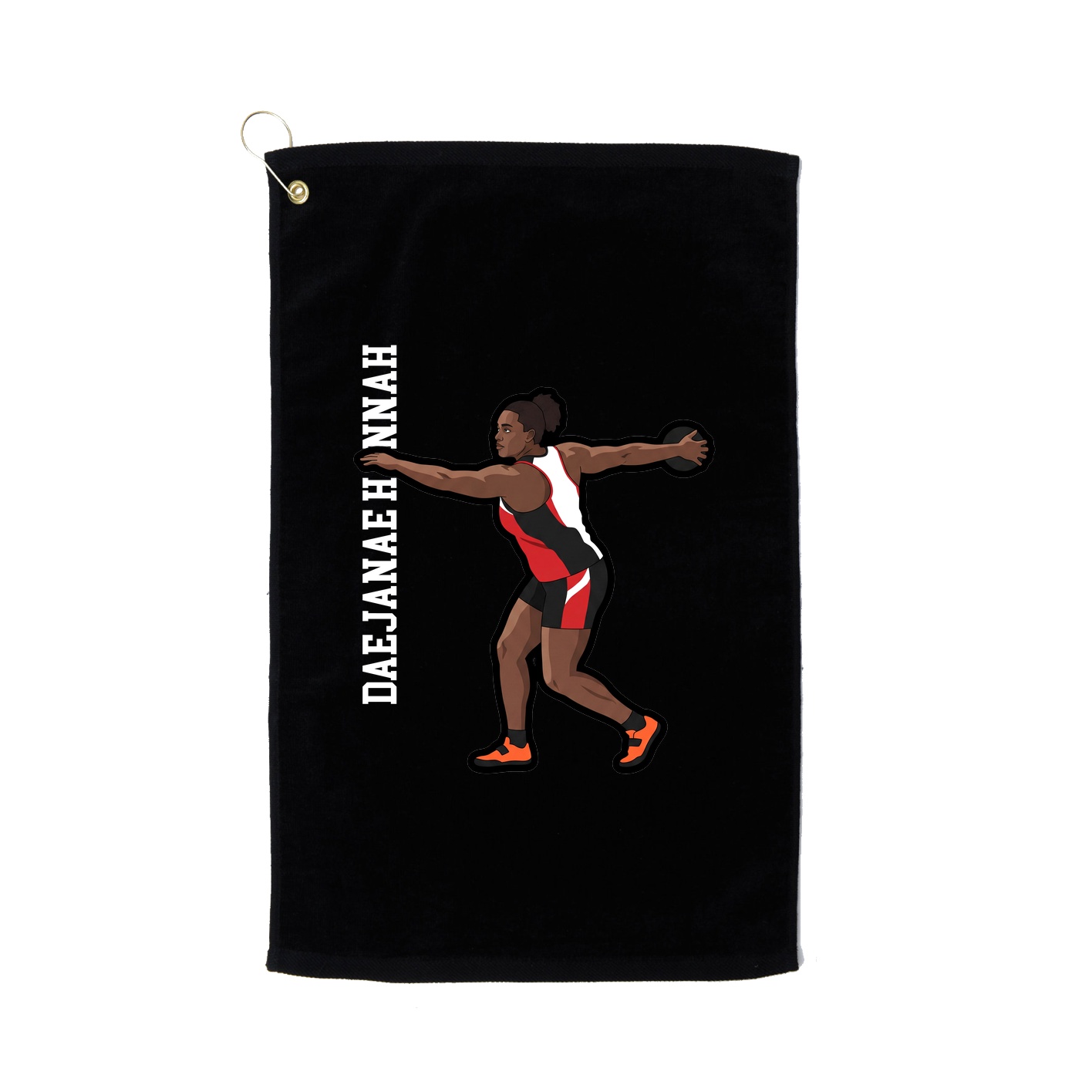 Golf Towel — Name Vertical in Black