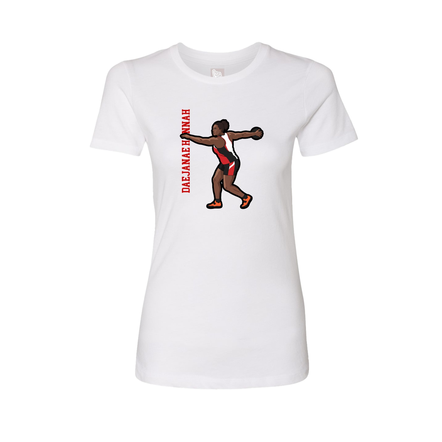 Womens Tee — Name Vertical in White