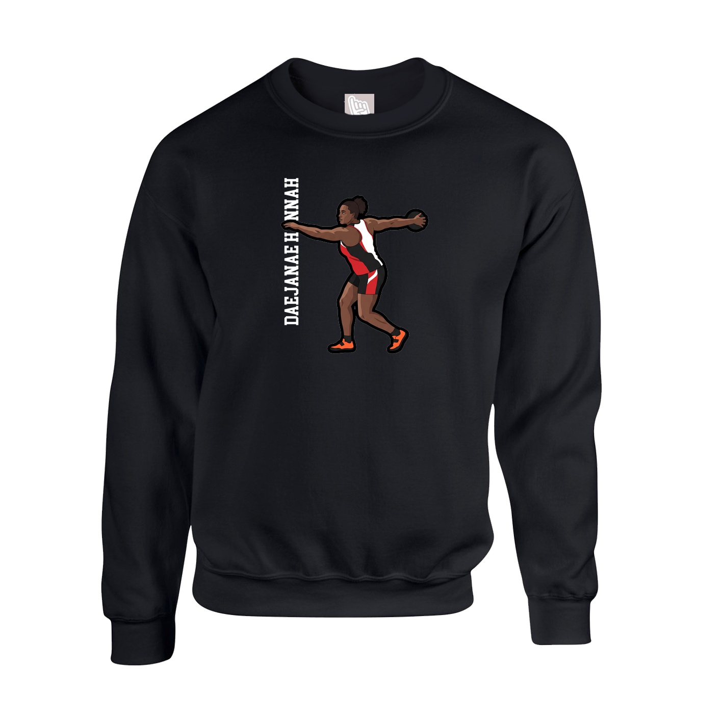 Fleece Crew — Name Vertical in Black