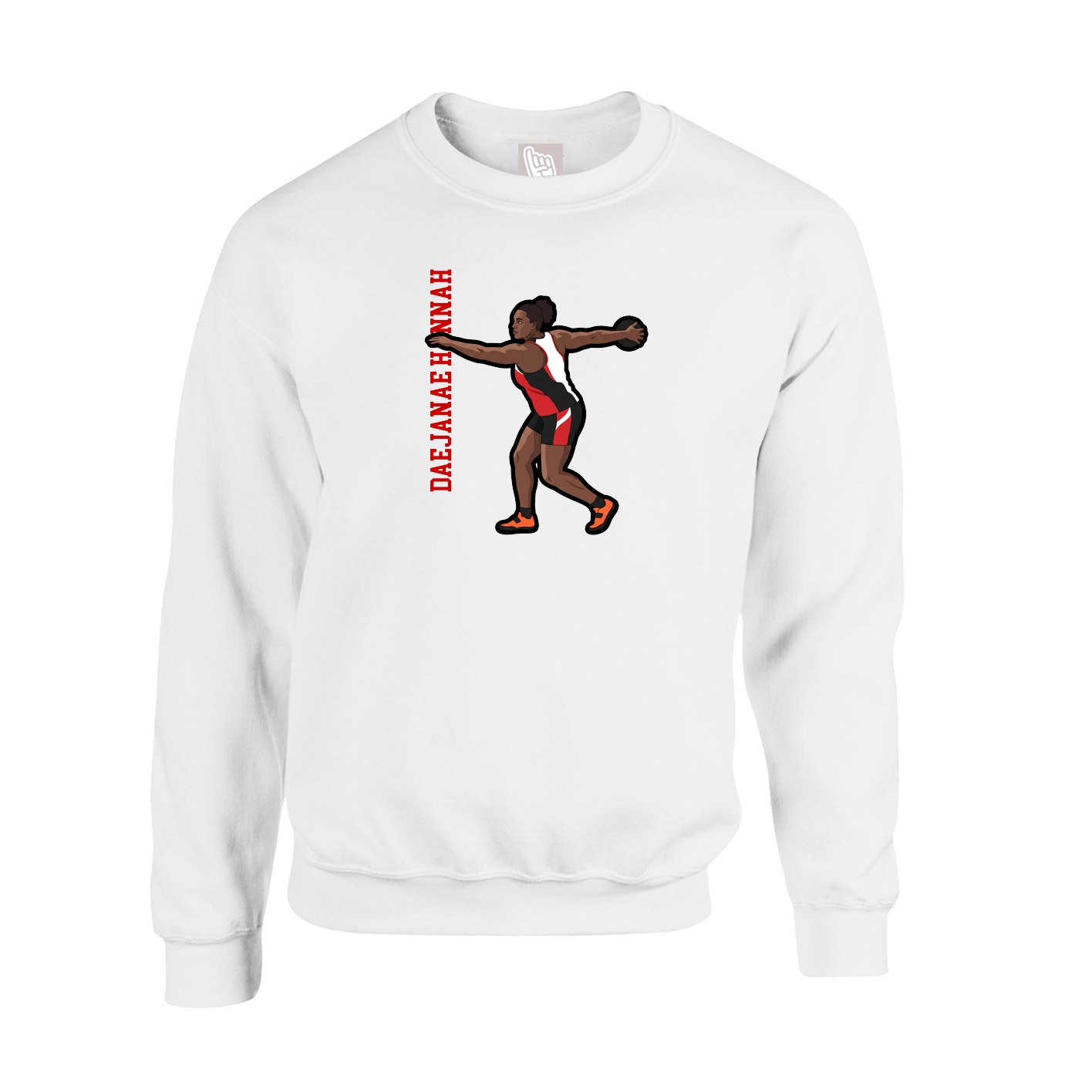Fleece Crew — Name Vertical in White