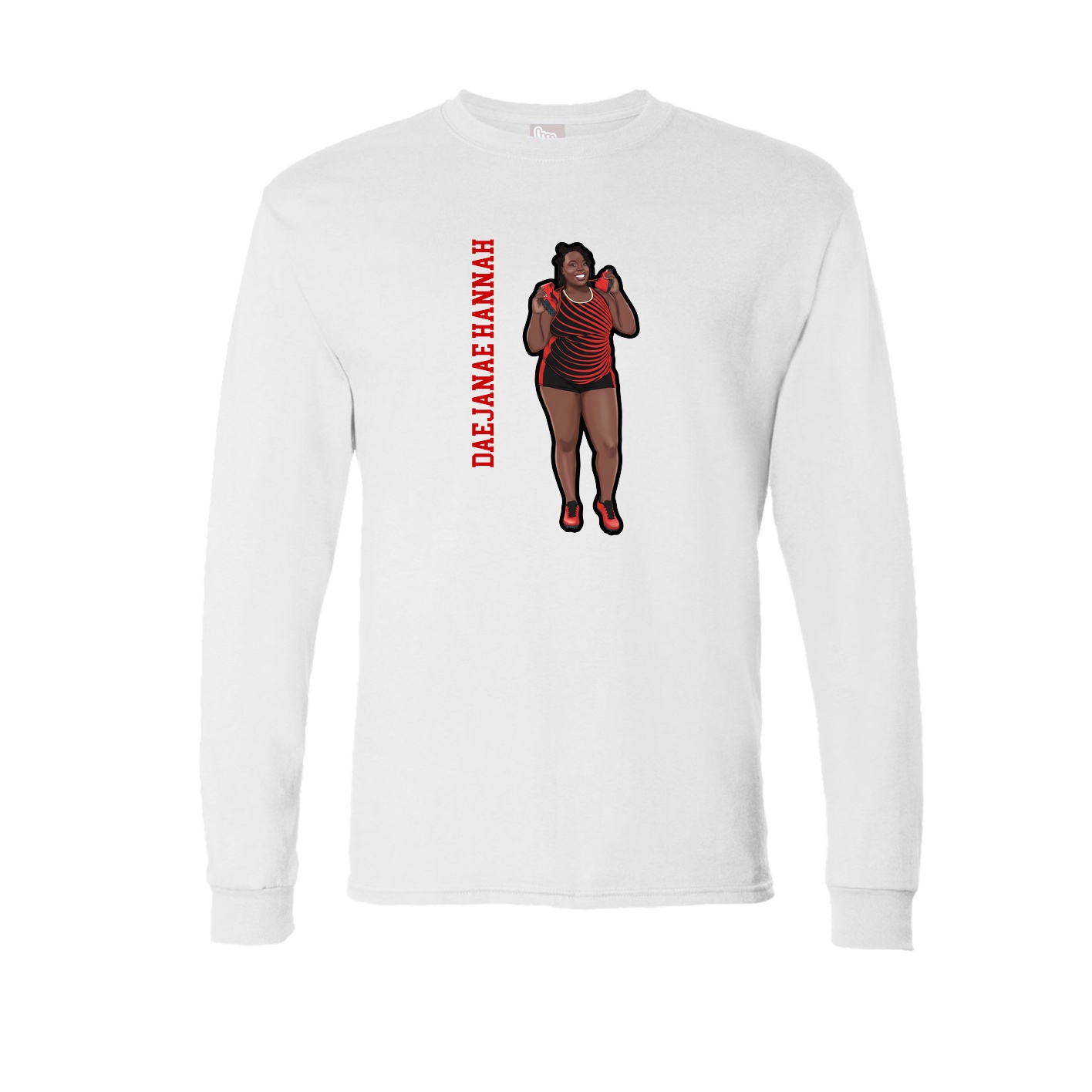 Long Sleeve Tee — Name Vertical in White
