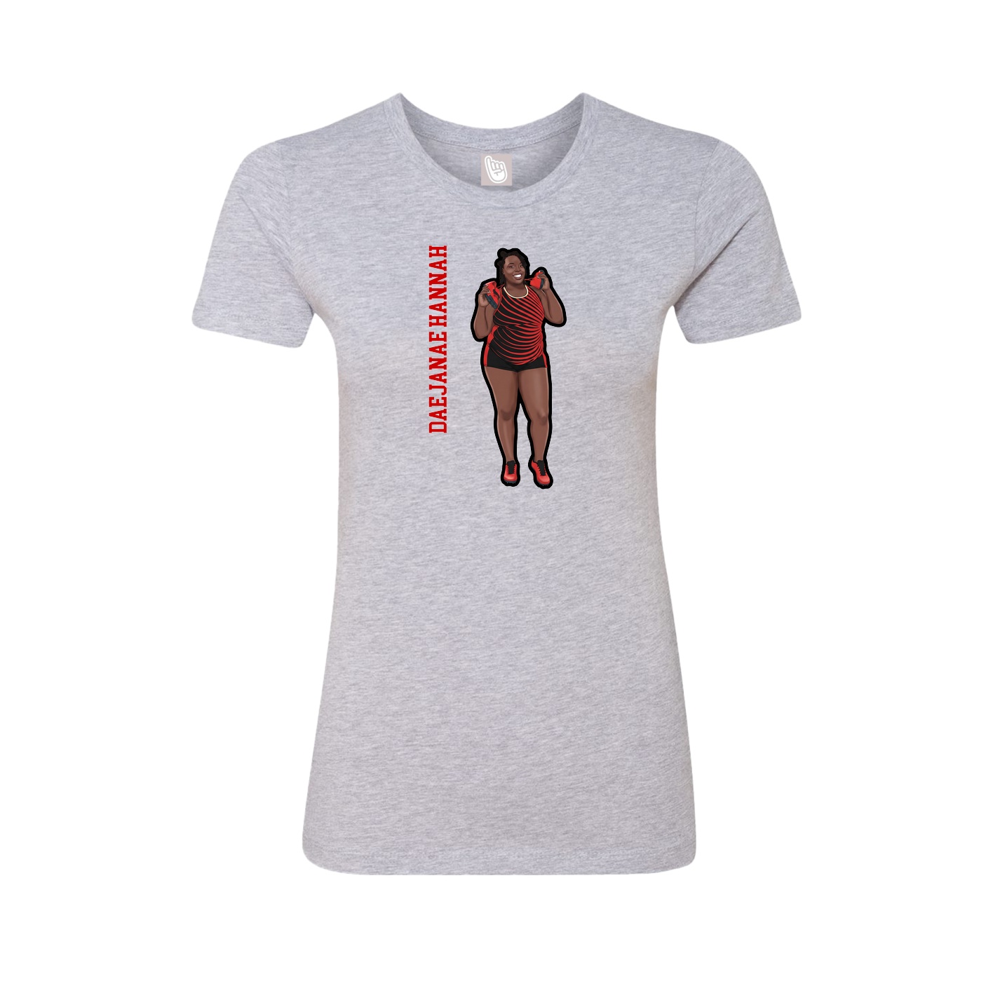 Womens Tee — Name Vertical in Grey