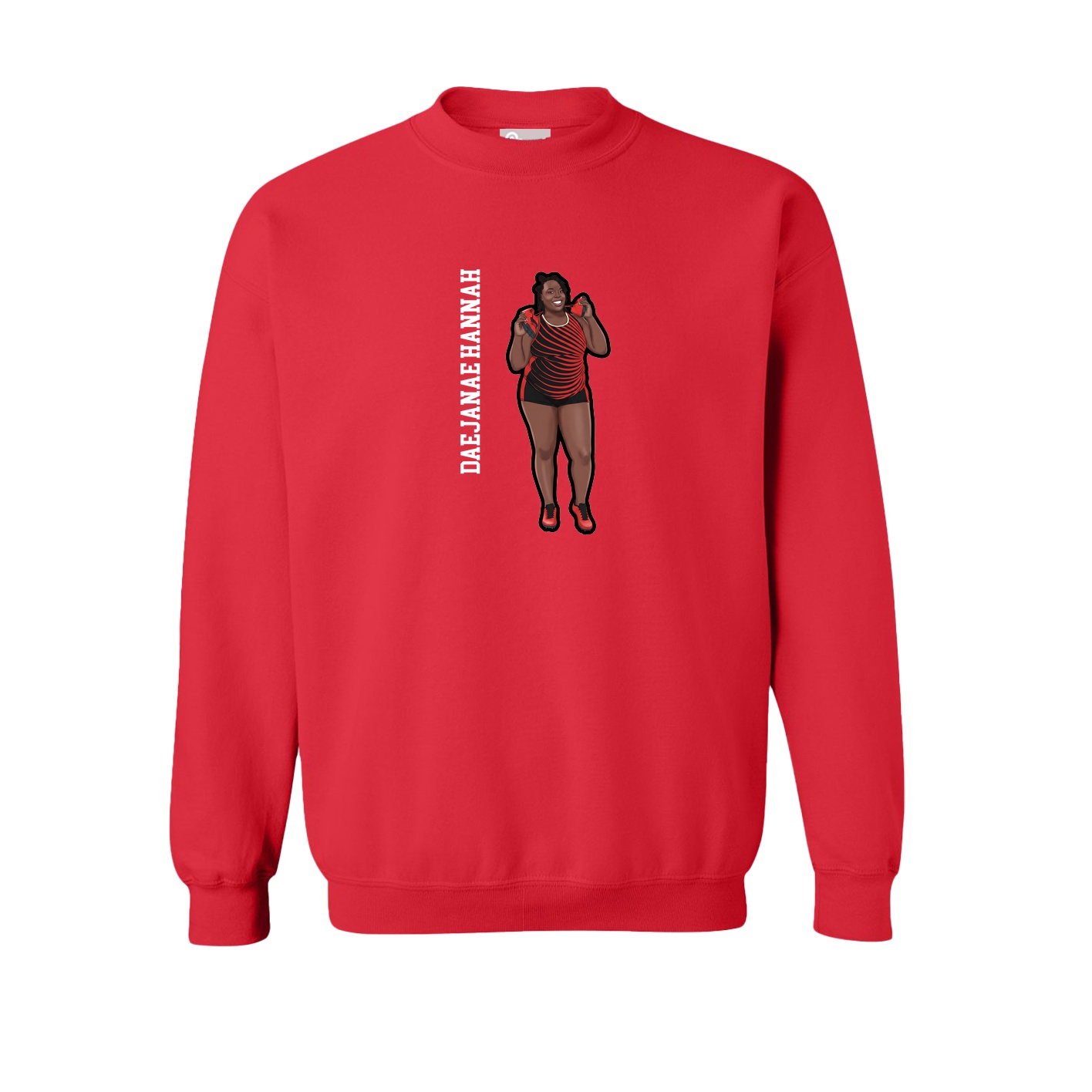 Fleece Crew — Name Vertical in Red