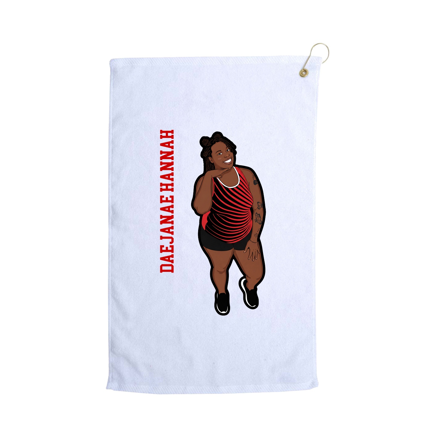 Golf Towel — Name Vertical in White