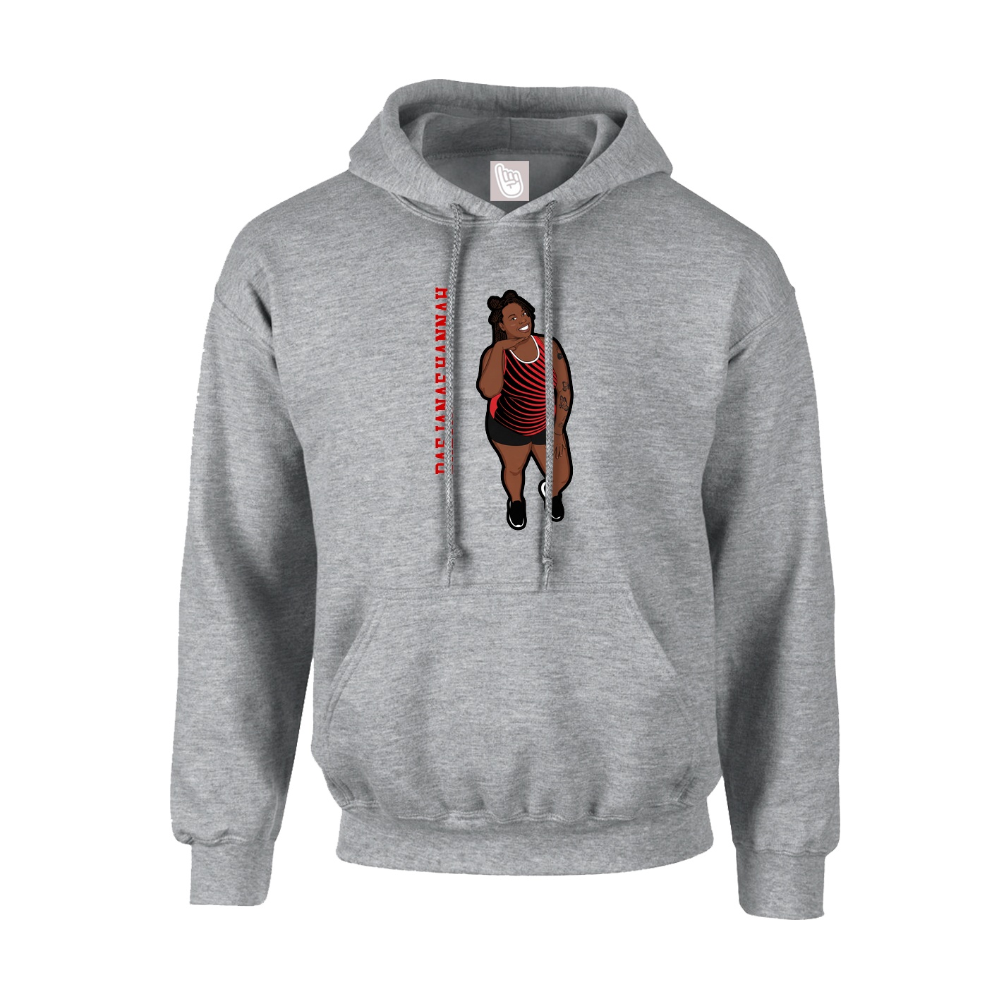 Hoodie — Name Vertical in Grey