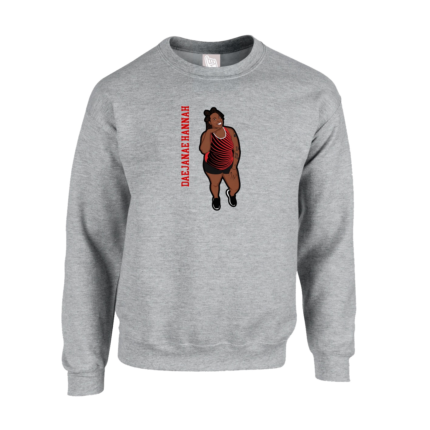 Fleece Crew — Name Vertical in Grey