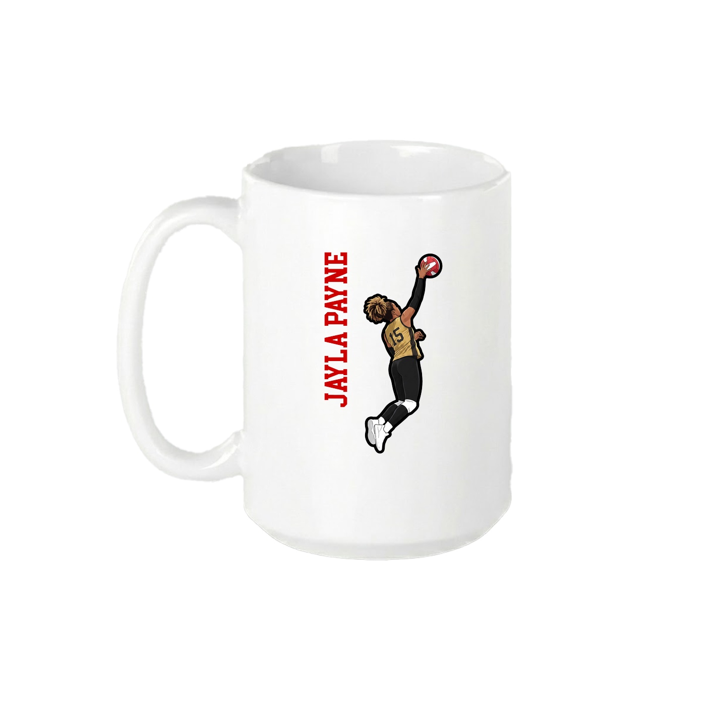 15oz Coffee Mug — Name Vertical in White