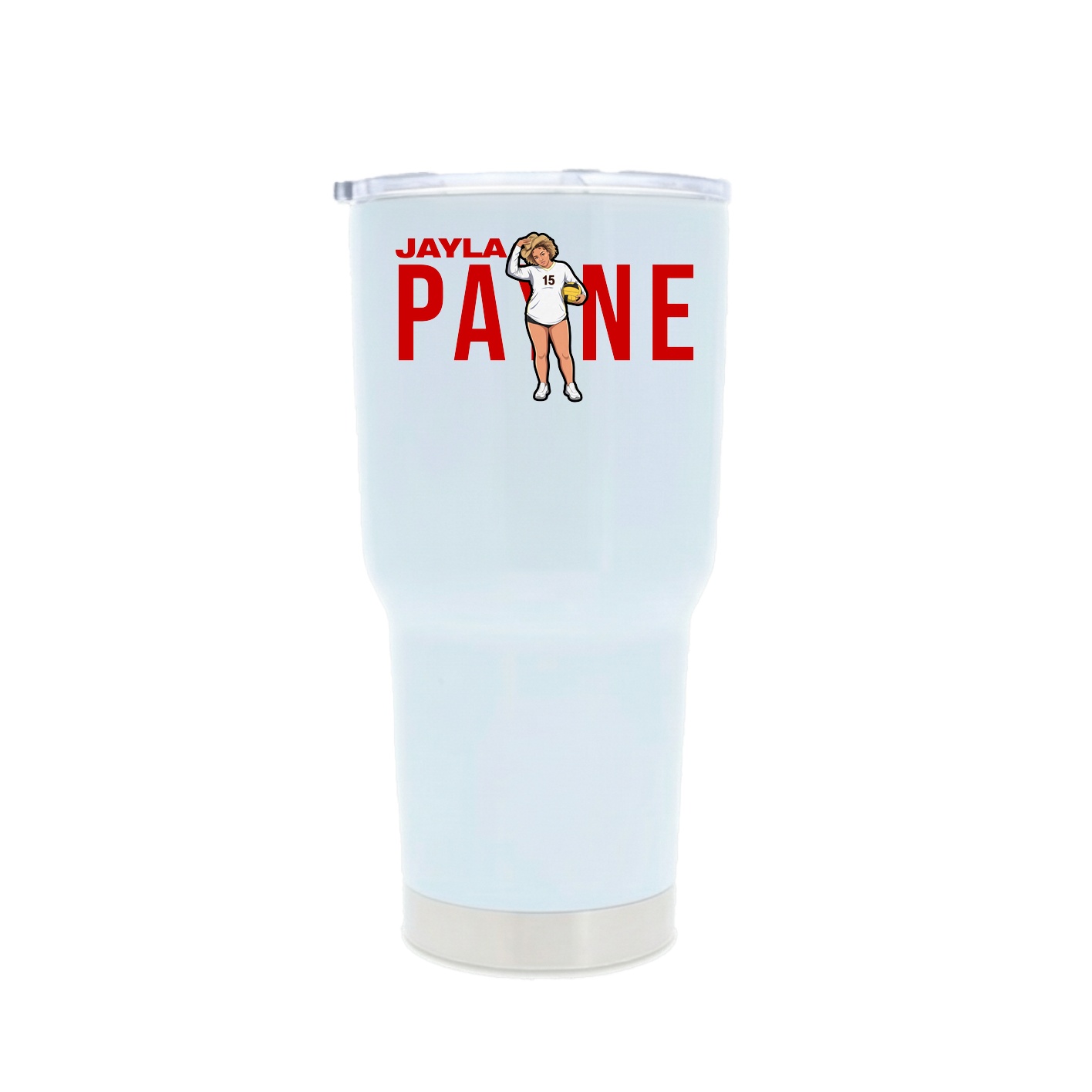 30oz Stainless Steel Tumbler — Player Name in White