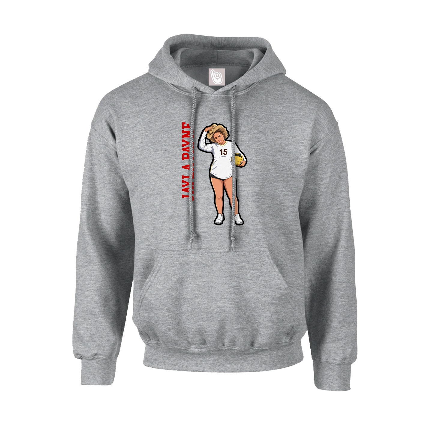 Youth Hoodie — Name Vertical in Grey