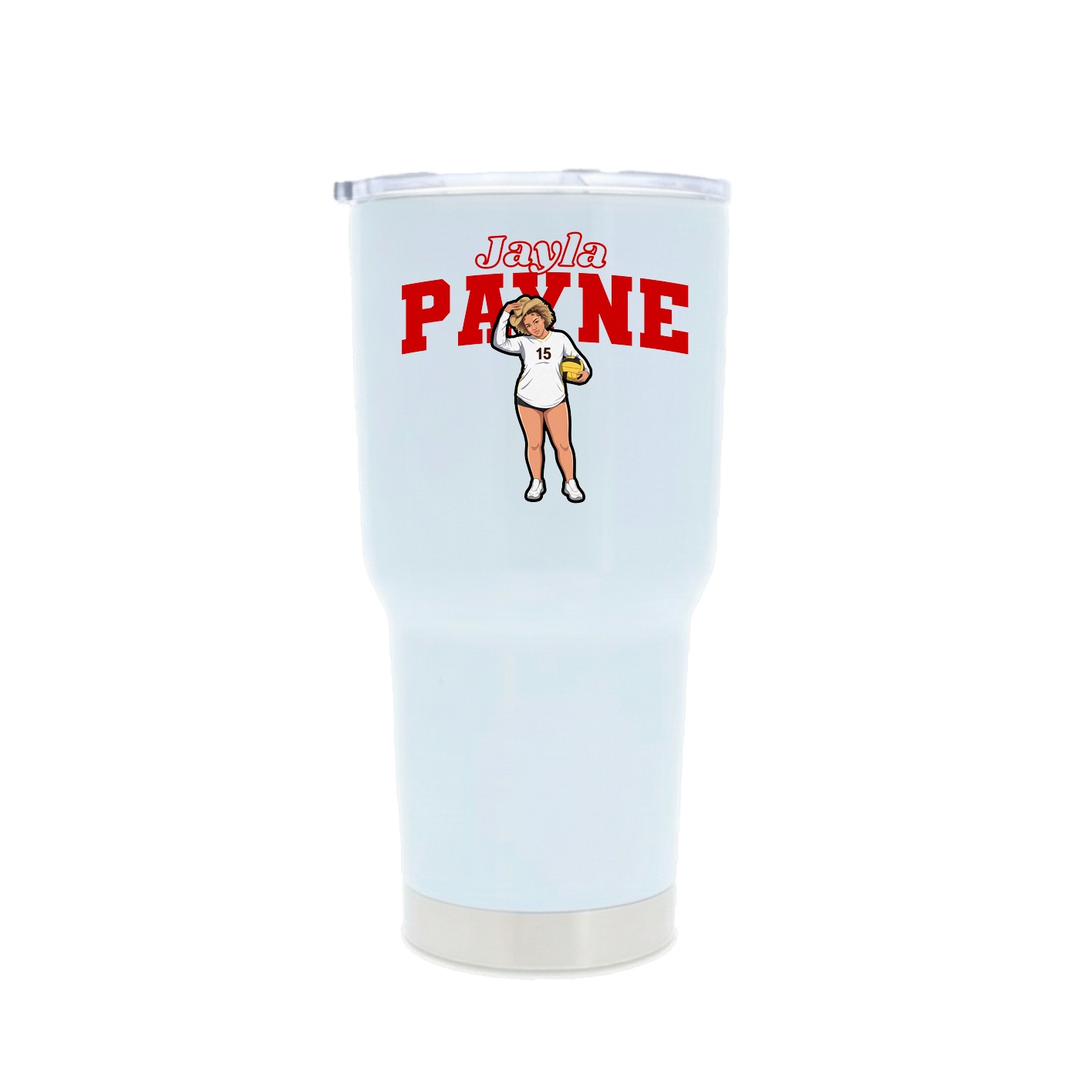30oz Stainless Steel Tumbler — Name Arch in White