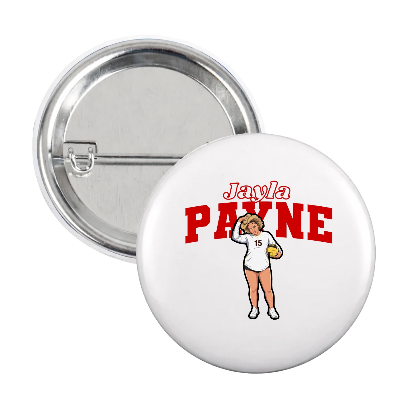 Game Day Button — Name Arch in White