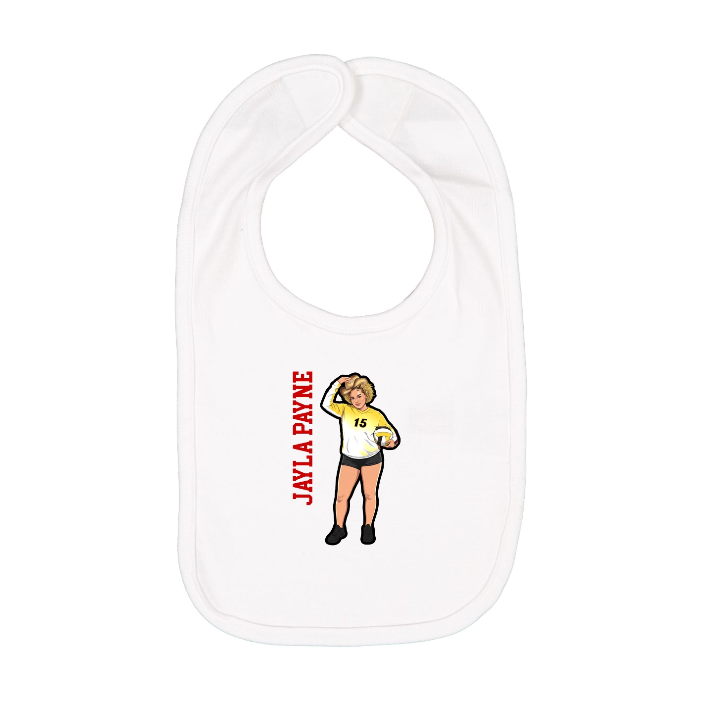 Infant Bib — Name Vertical in White
