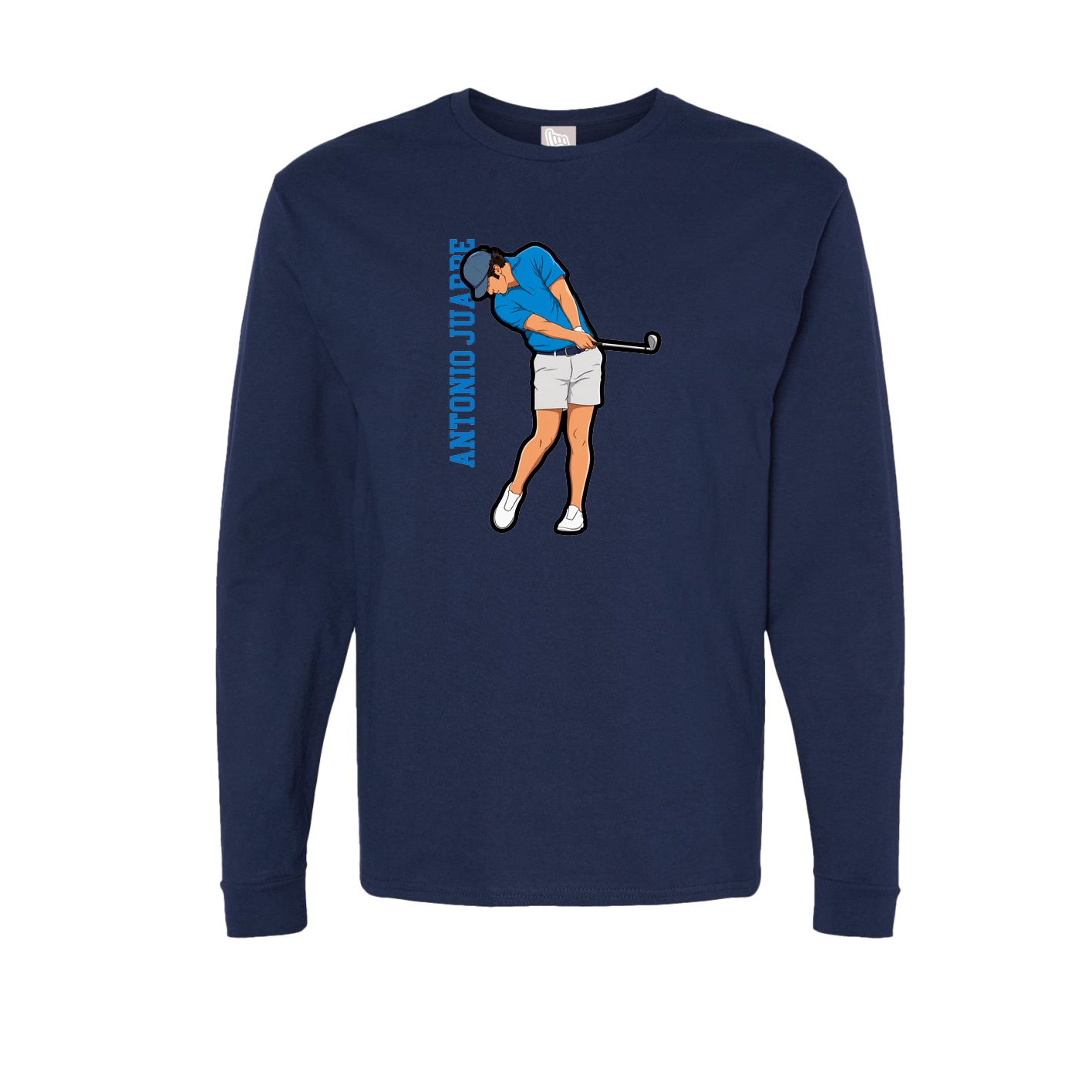 Long Sleeve Tee — Name Vertical in Navy