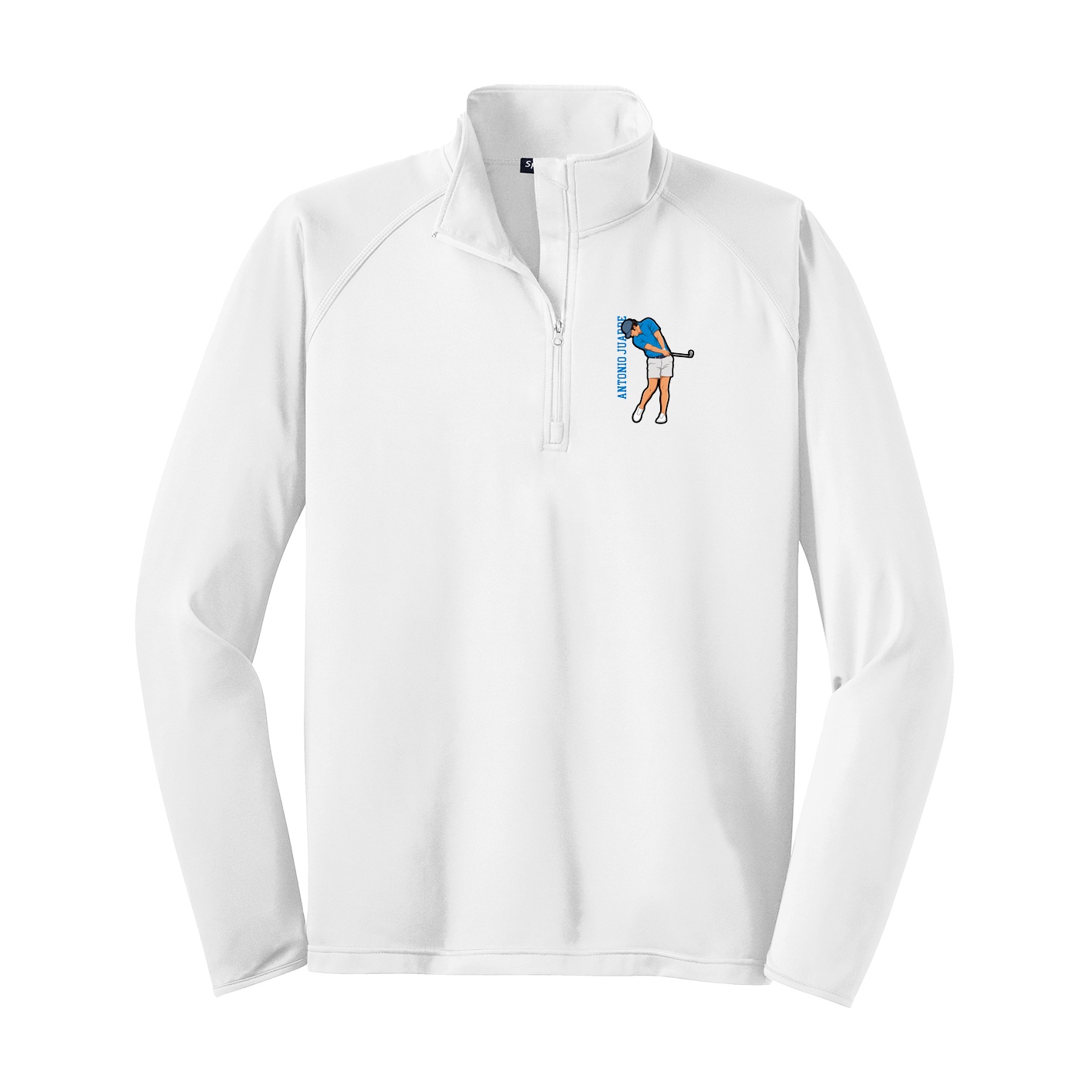 Q-Zip Pullover — Name Vertical in White