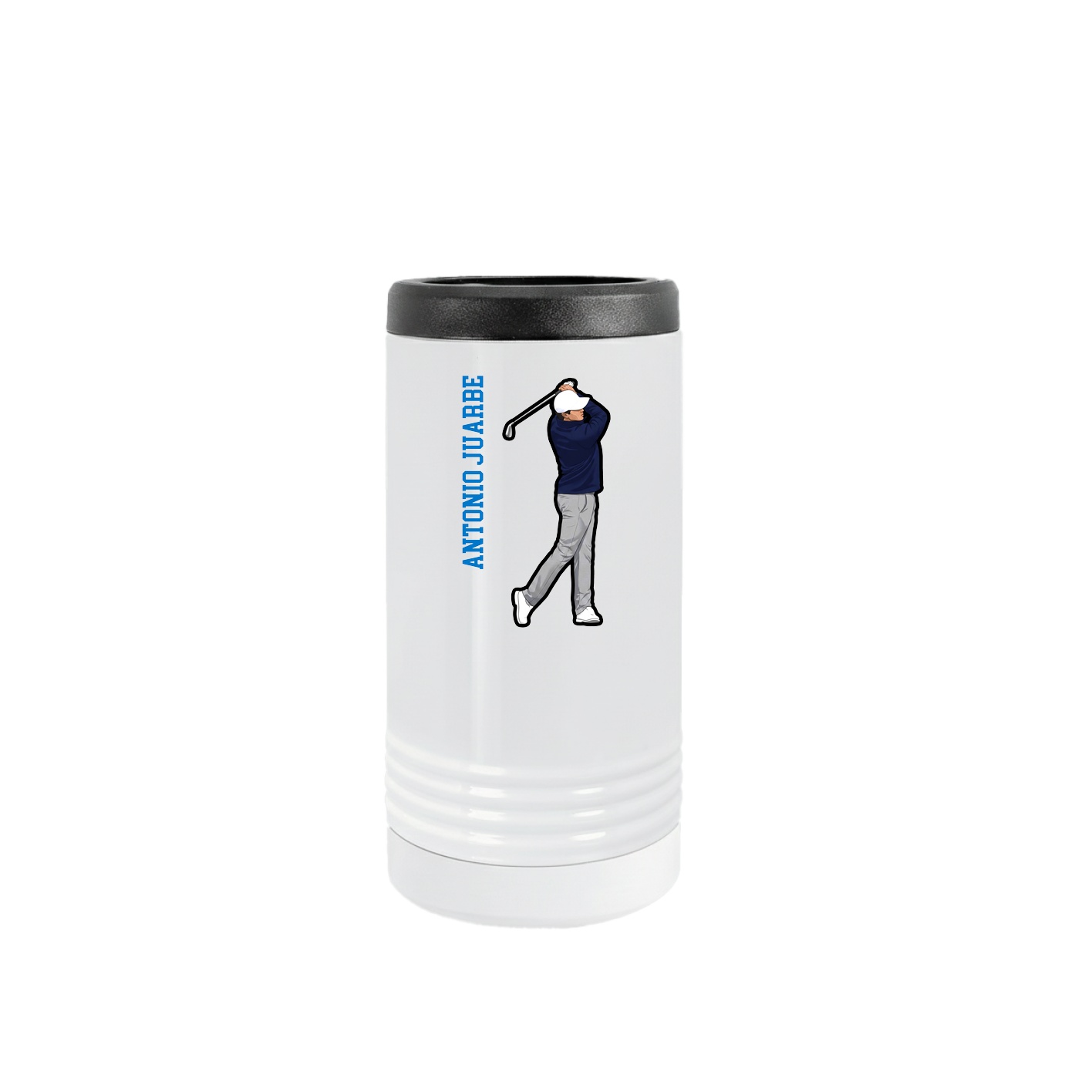 Slim Beverage Holder — Name Vertical in White