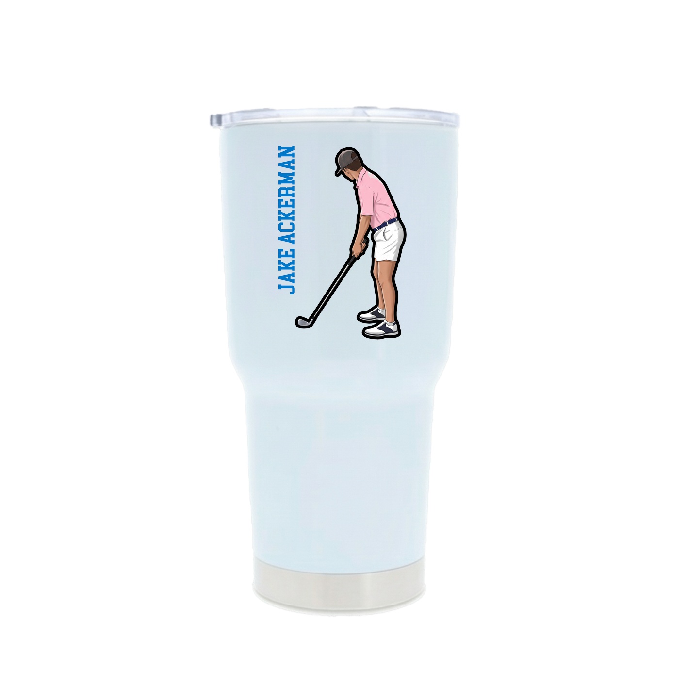 30oz Stainless Steel Tumbler — Name Vertical in White