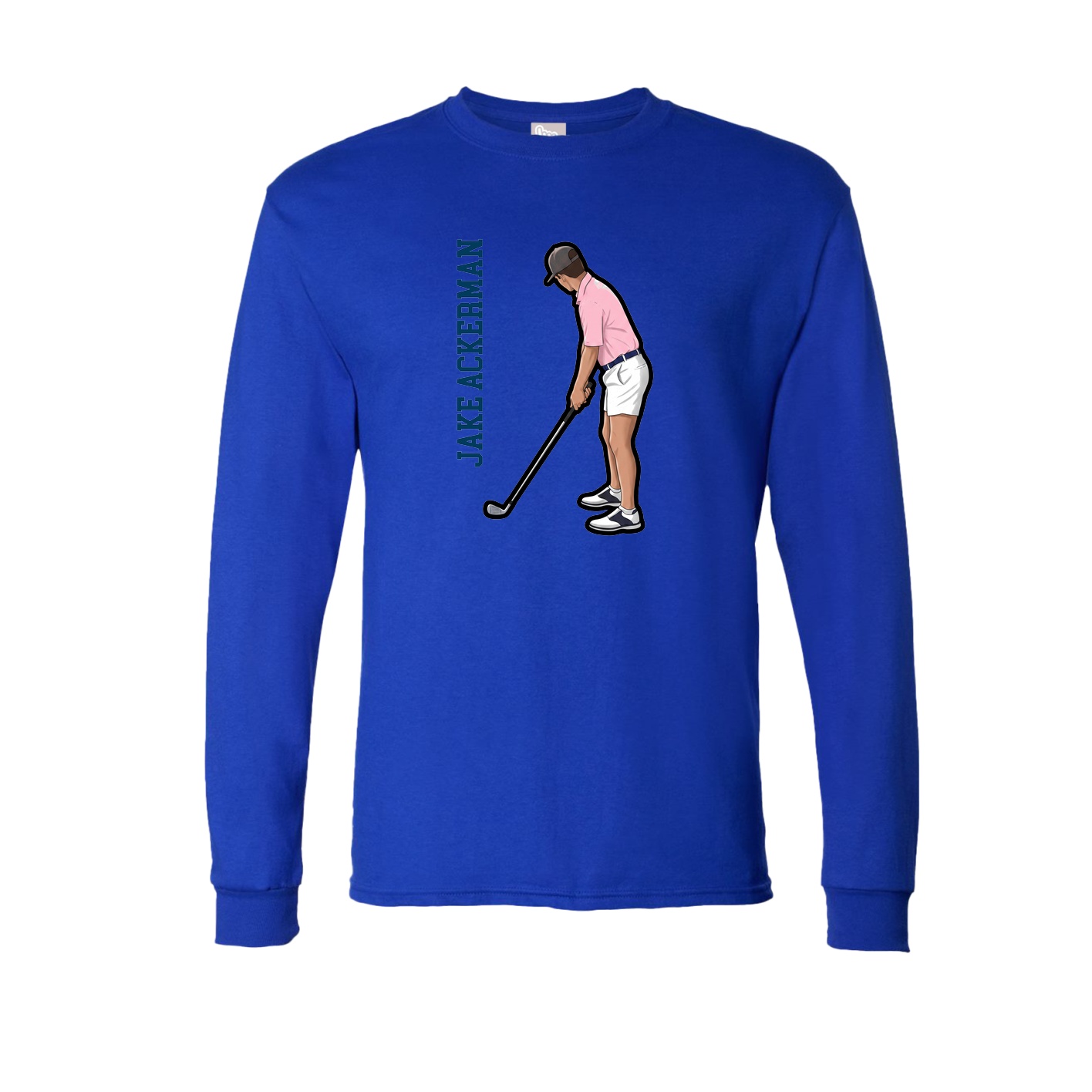 Long Sleeve Tee — Name Vertical in Royal
