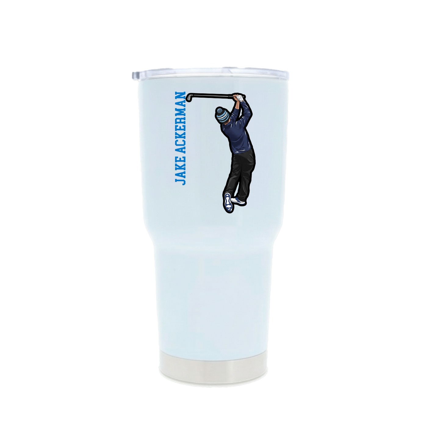 30oz Stainless Steel Tumbler — Name Vertical in White