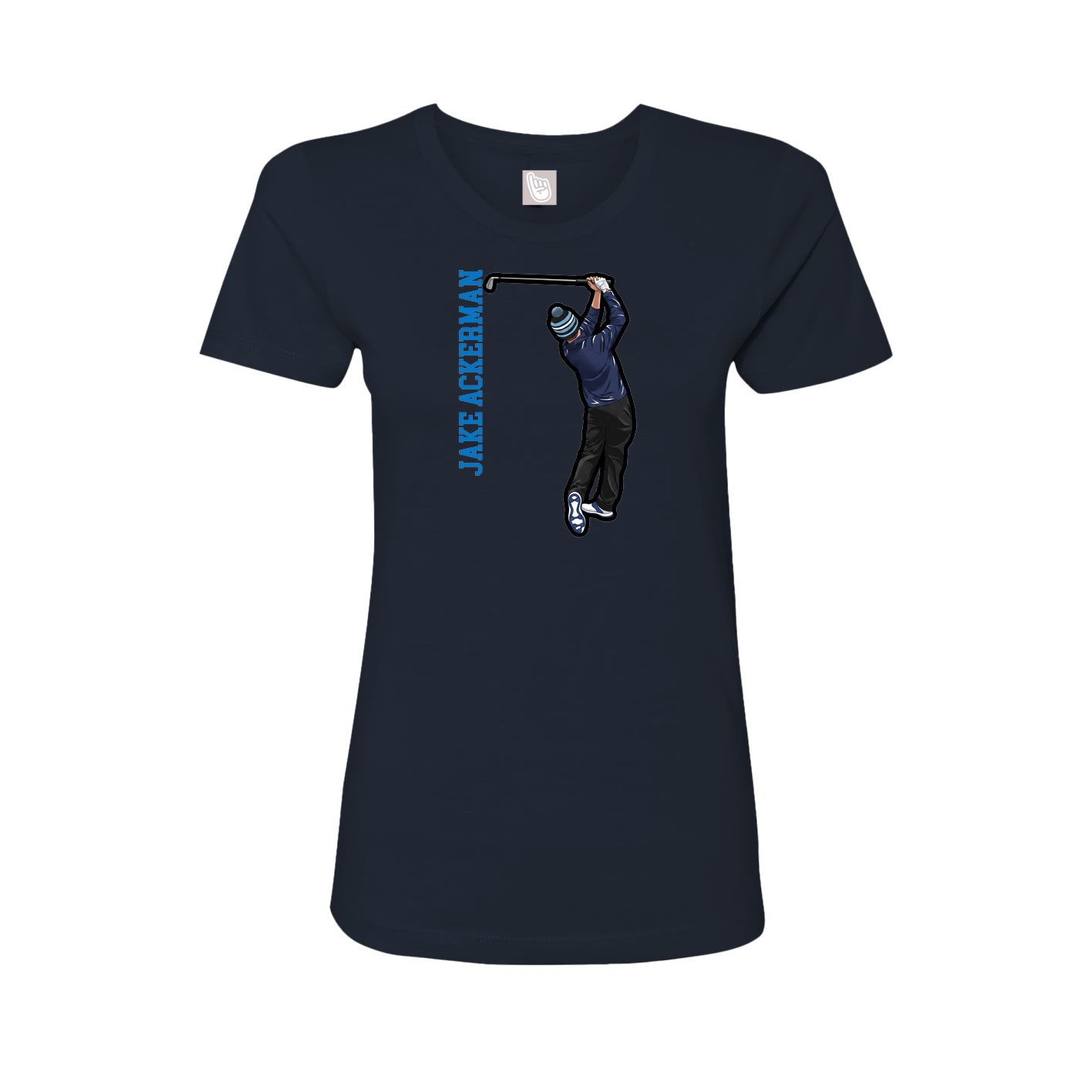 Fitted Women's Tee — Name Vertical in Navy