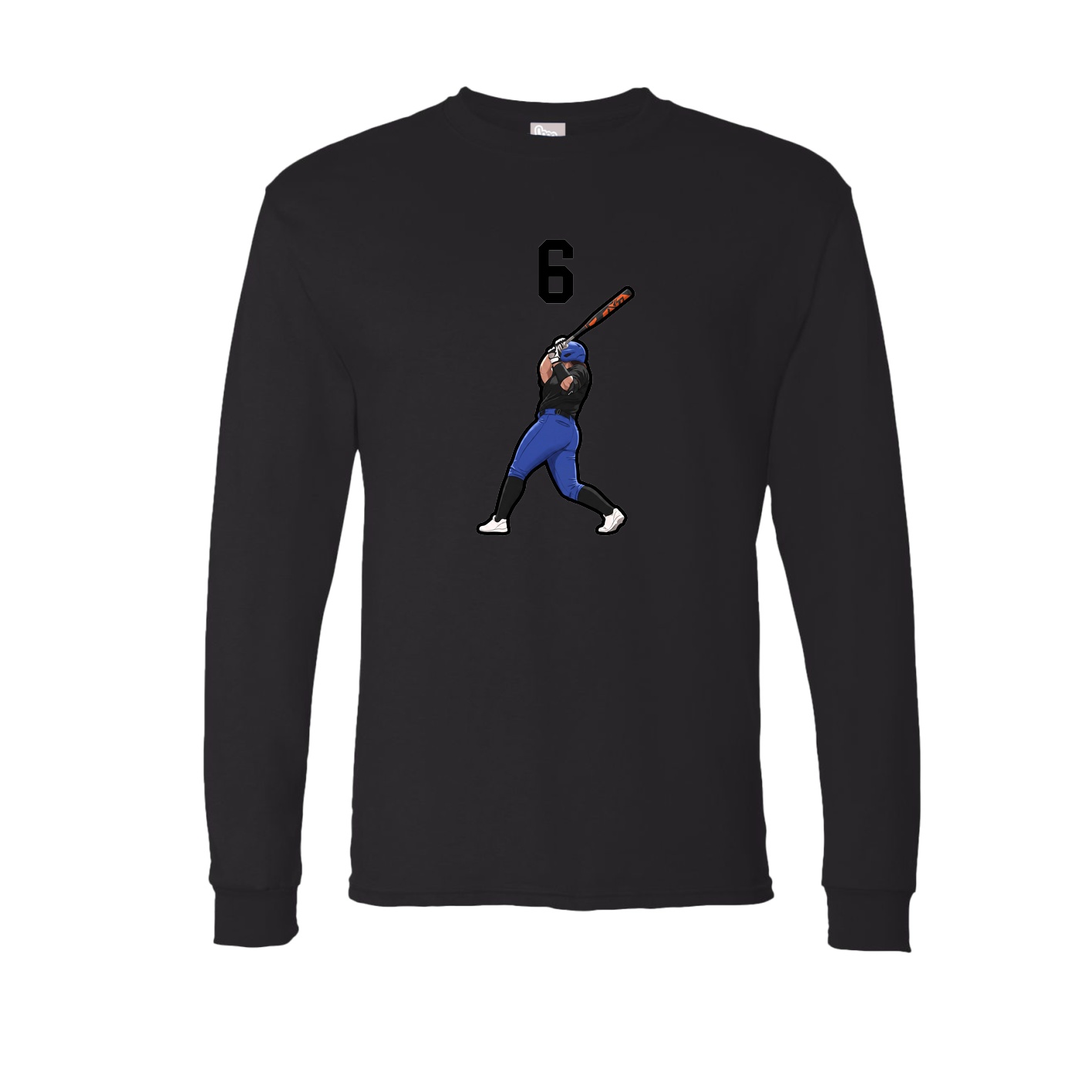 Long Sleeve Tee — Number Top in Black