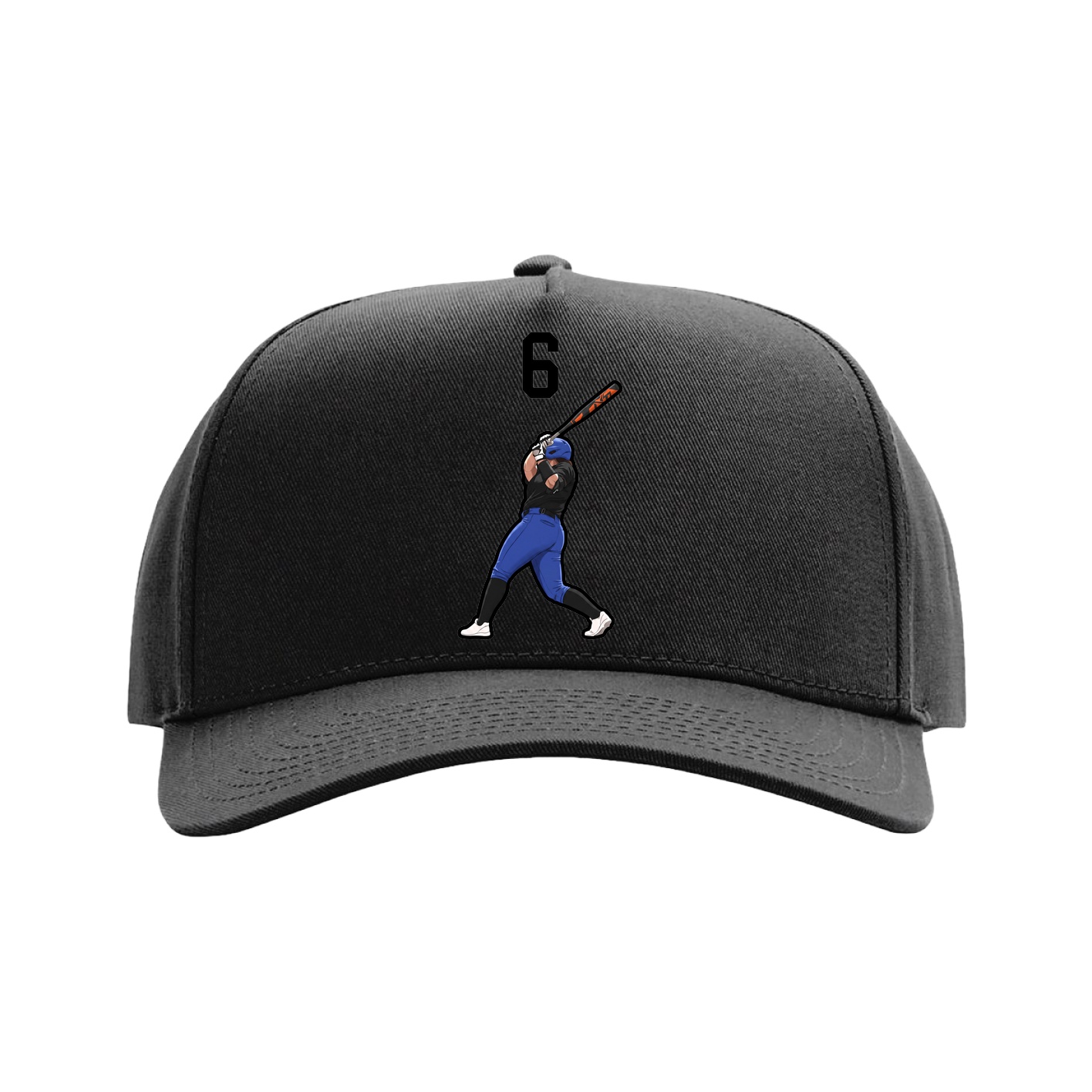 Full Fabric Five-Panel Champ Cap — Number Top in Black
